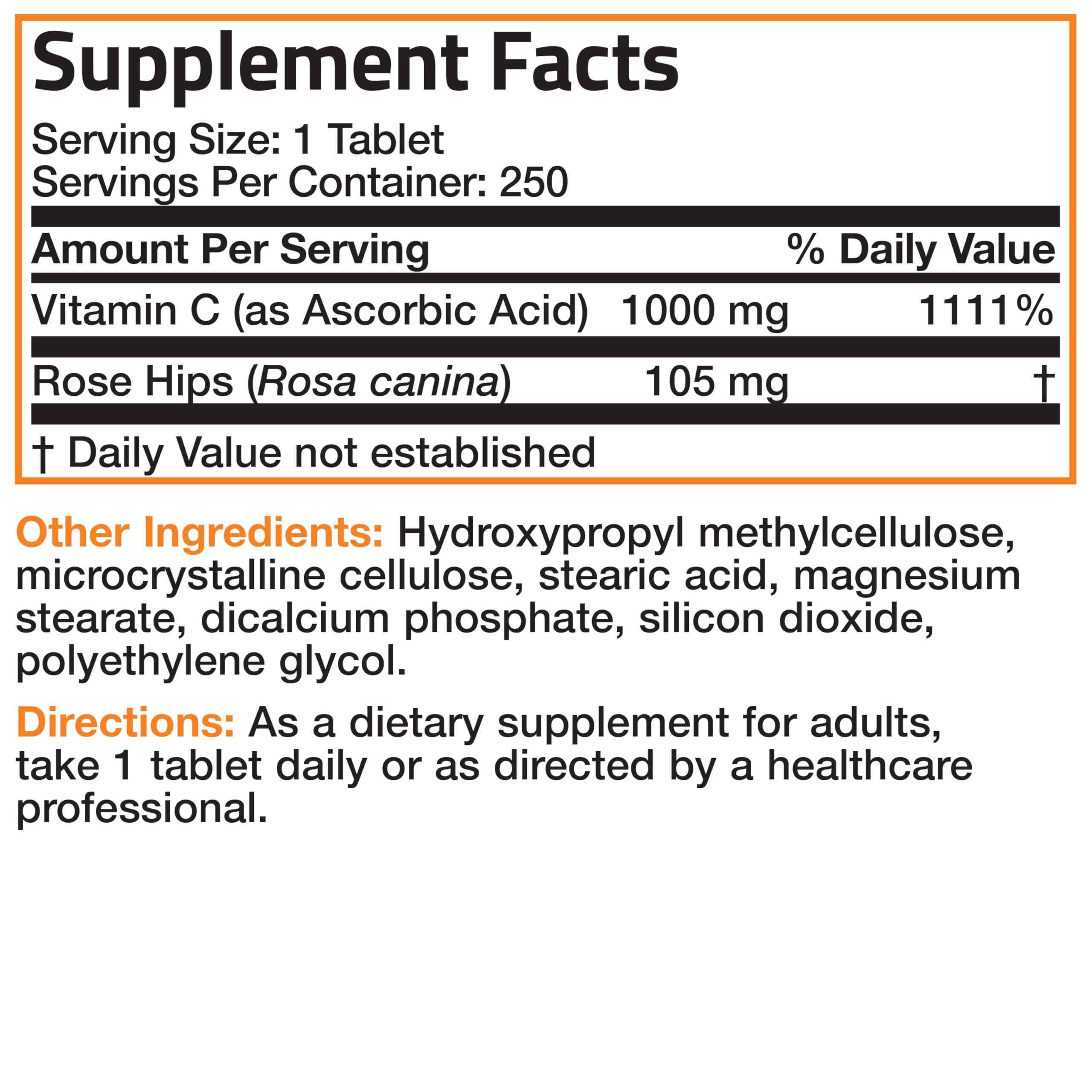 Foto 7 pulgar | Suplemento Bronson De Vitamina C De 1000 Mg Con Rosa Mosqueta, 250 Tabletas - Venta Internacional.