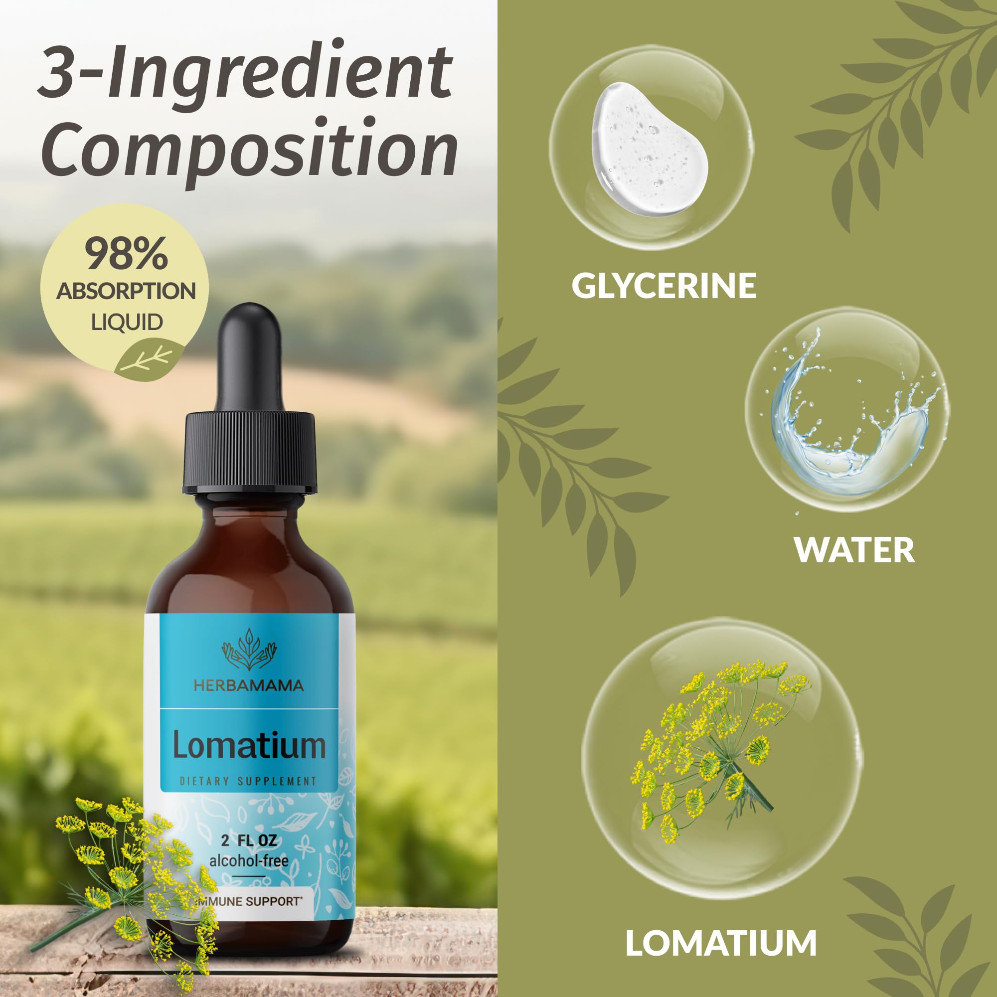 Foto 4 | Extracto De Lomatium Dissectum De Tintura Herbamama, Suministro Para 28 Días - Venta Internacional.