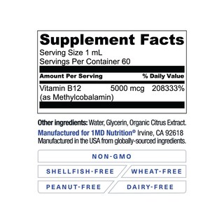 Foto 3 | Suplemento De Vitamina B12 Vegana 1md Nutrition 5000 Mcg De Metilcobalamina - Venta Internacional.