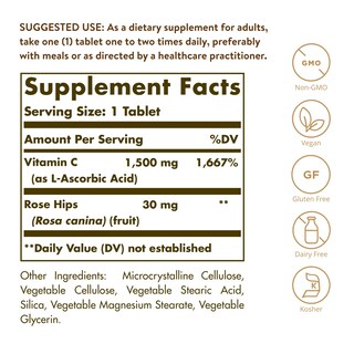 Foto 2 | Suplemento Solgar De Vitamina C 1500 Mg Con Rosa Mosqueta 180 Tabletas - Venta Internacional.
