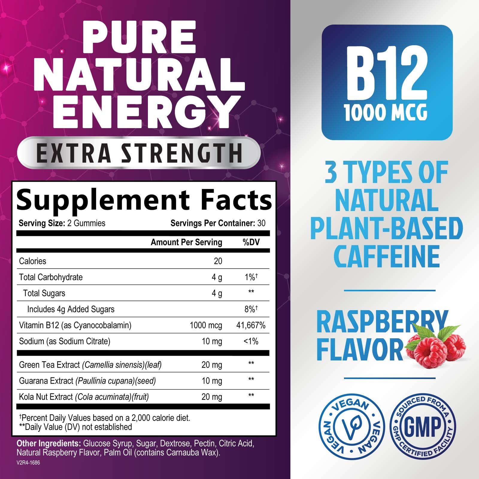 Foto 3 pulgar | Energy Gummies Nature's Nutrition Con Vitamina B12, 1000 Mcg, 60 Cápsulas Masticables - Venta Internacional.