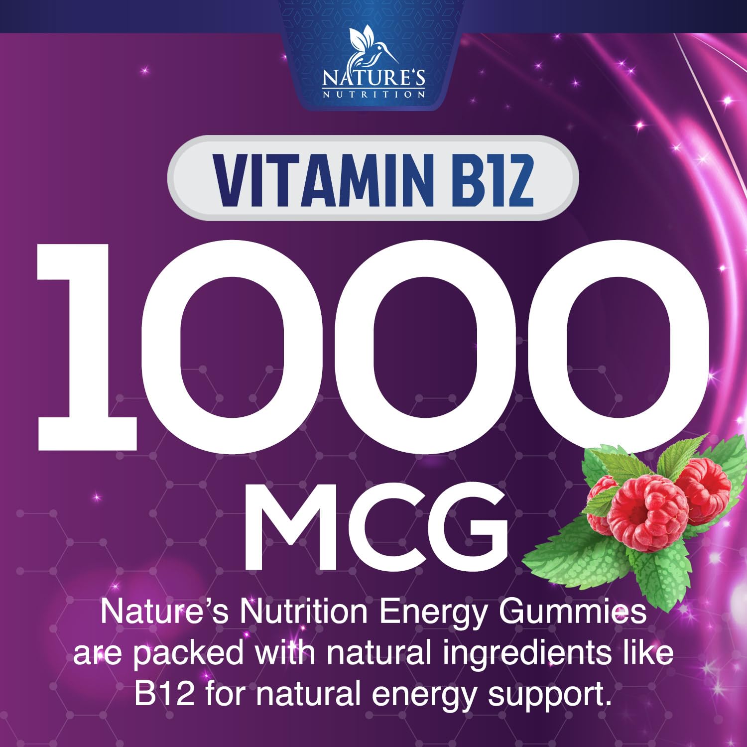 Foto 4 pulgar | Energy Gummies Nature's Nutrition Con Vitamina B12, 1000 Mcg, 60 Cápsulas Masticables - Venta Internacional.