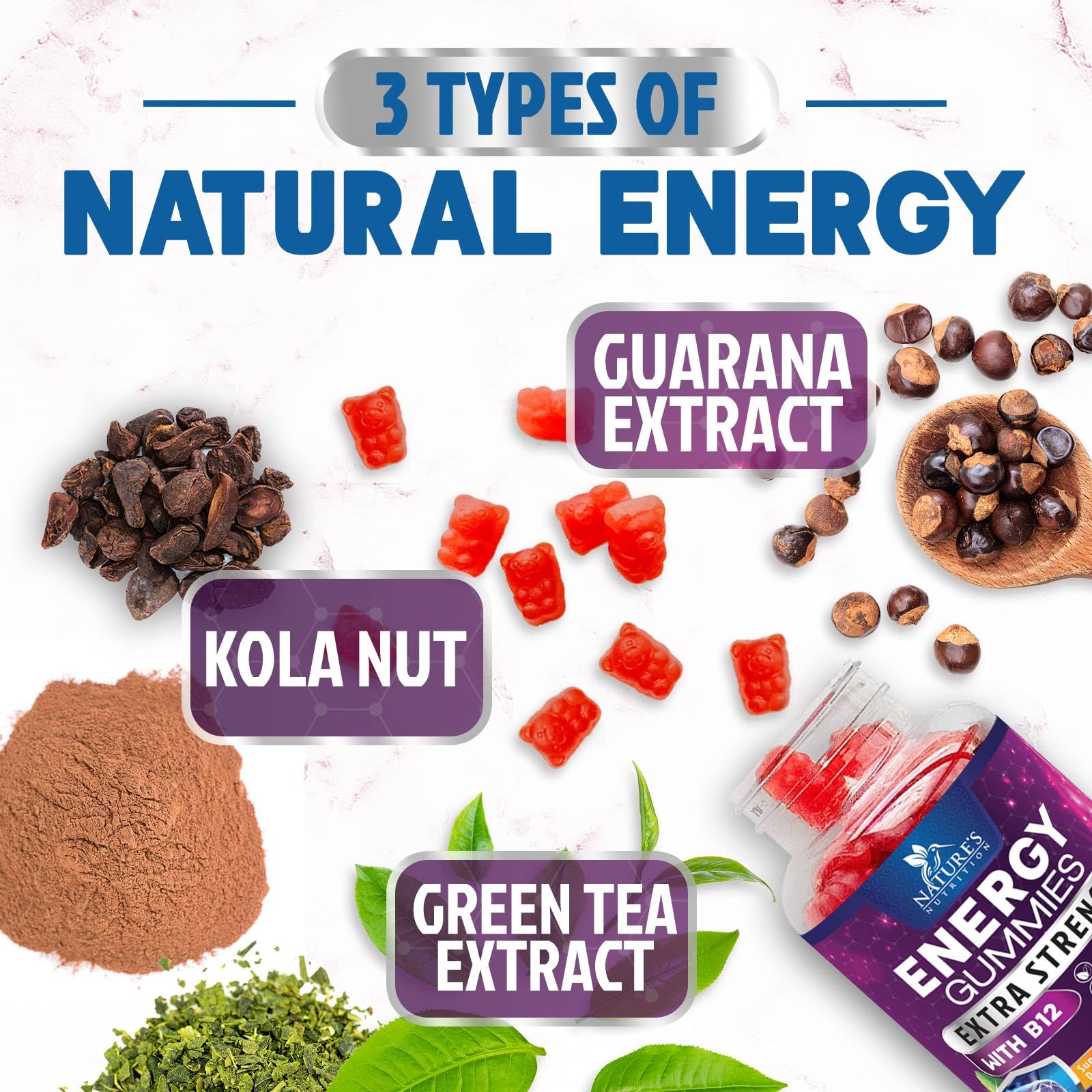 Foto 7 pulgar | Energy Gummies Nature's Nutrition Con Vitamina B12, 1000 Mcg, 60 Cápsulas Masticables - Venta Internacional.