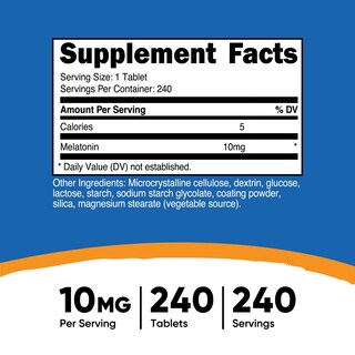Foto 2 | Suplemento Nutricost Melatonina 10 Mg 240 Comprimidos Sin Ogm - Venta Internacional.