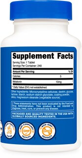 Foto 5 | Suplemento Nutricost Melatonina 10 Mg 240 Comprimidos Sin Ogm - Venta Internacional.