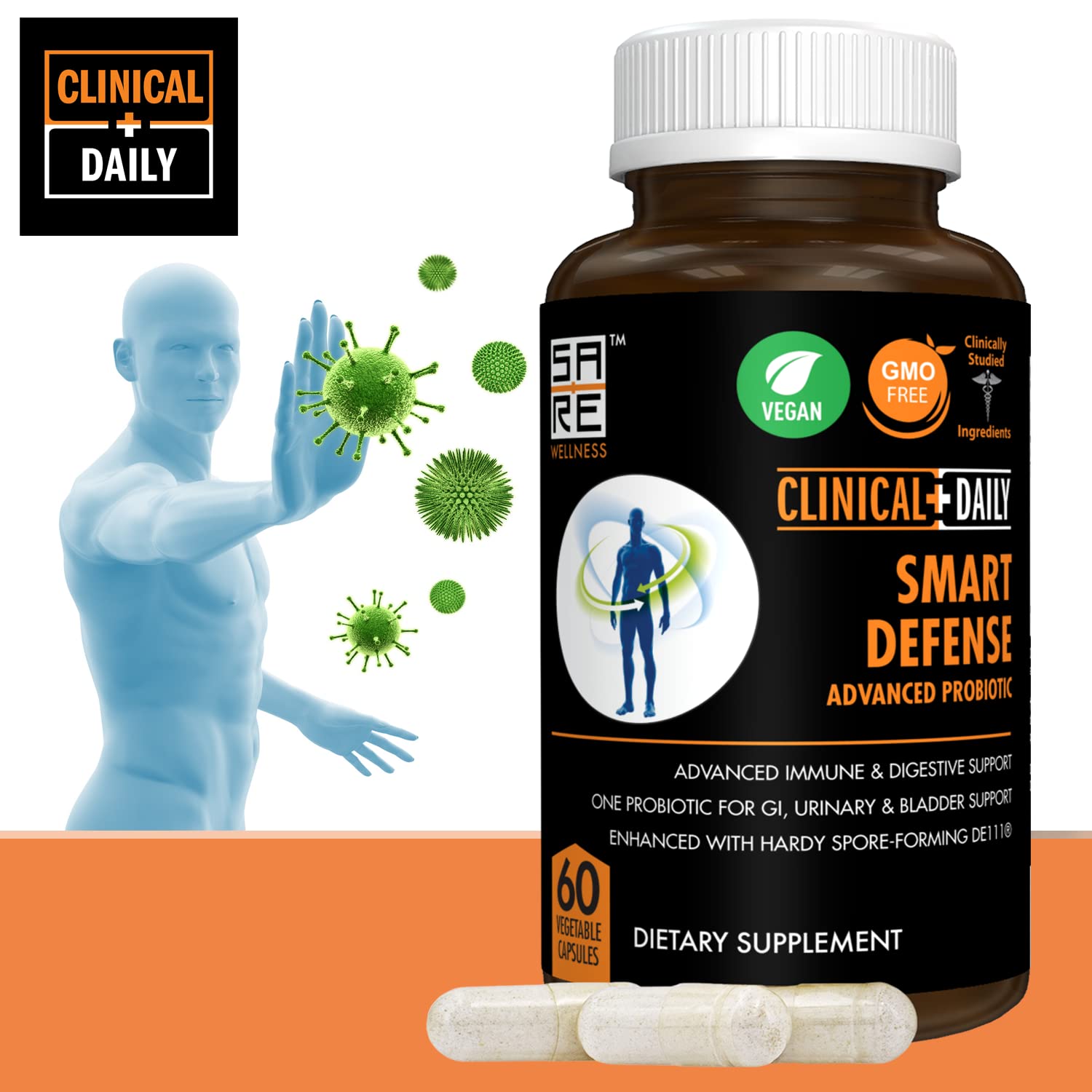 Foto 4 pulgar | Probiotic Clinical Daily Smart Defense Mega Spore 60 Cápsulas - Venta Internacional.