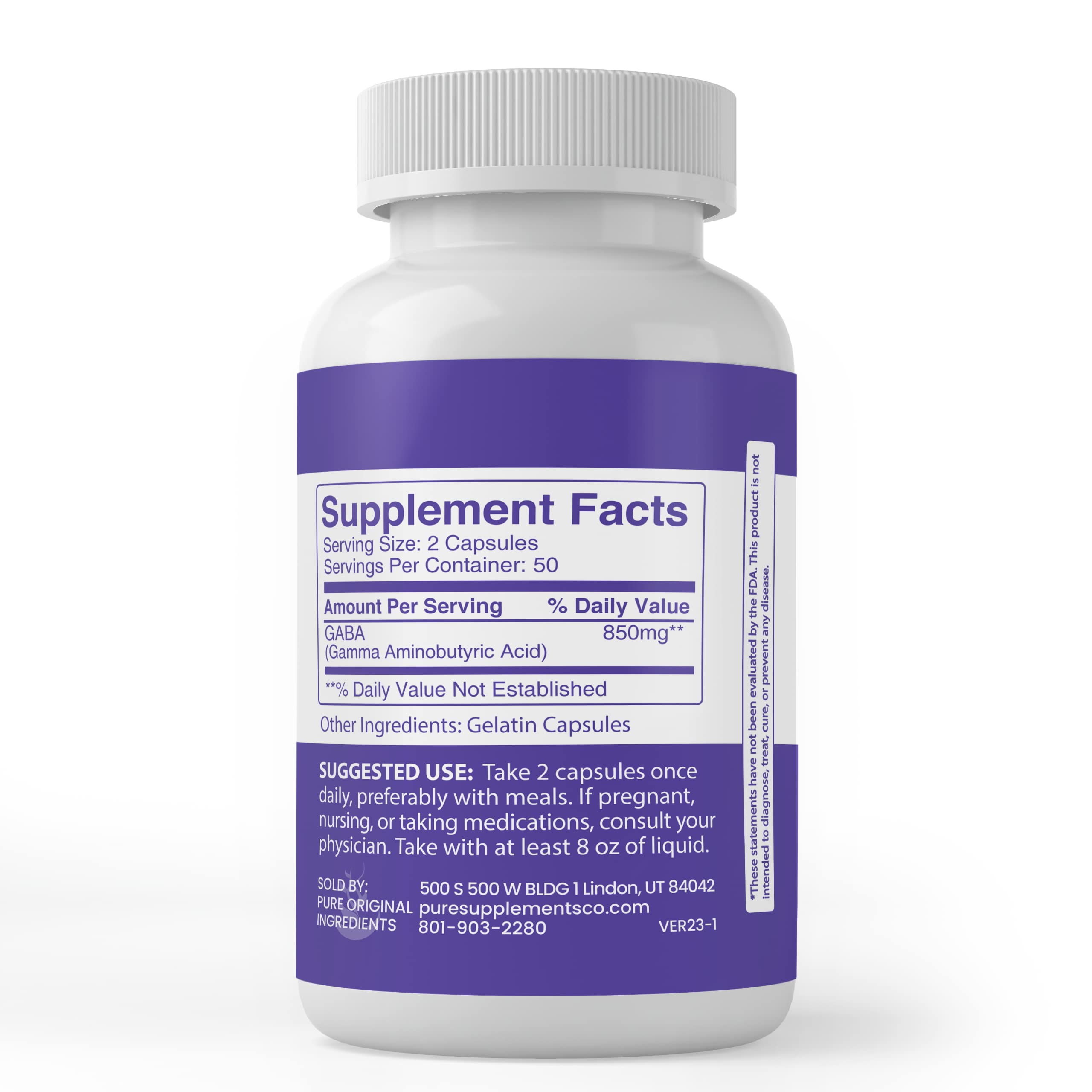 Foto 4 pulgar | Suplementos Dietéticos Ingredientes Originales Puros Gaba 100 Cápsulas - Venta Internacional.