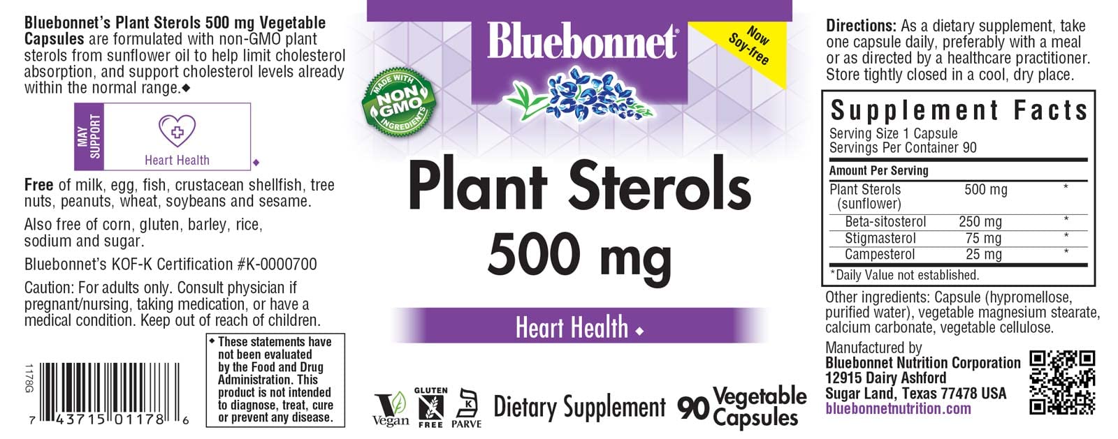 Foto 3 pulgar | Suplemento De Esteroles Vegetales Bluebonnet Nutrition 500 Mg 90 Cápsulas - Venta Internacional.
