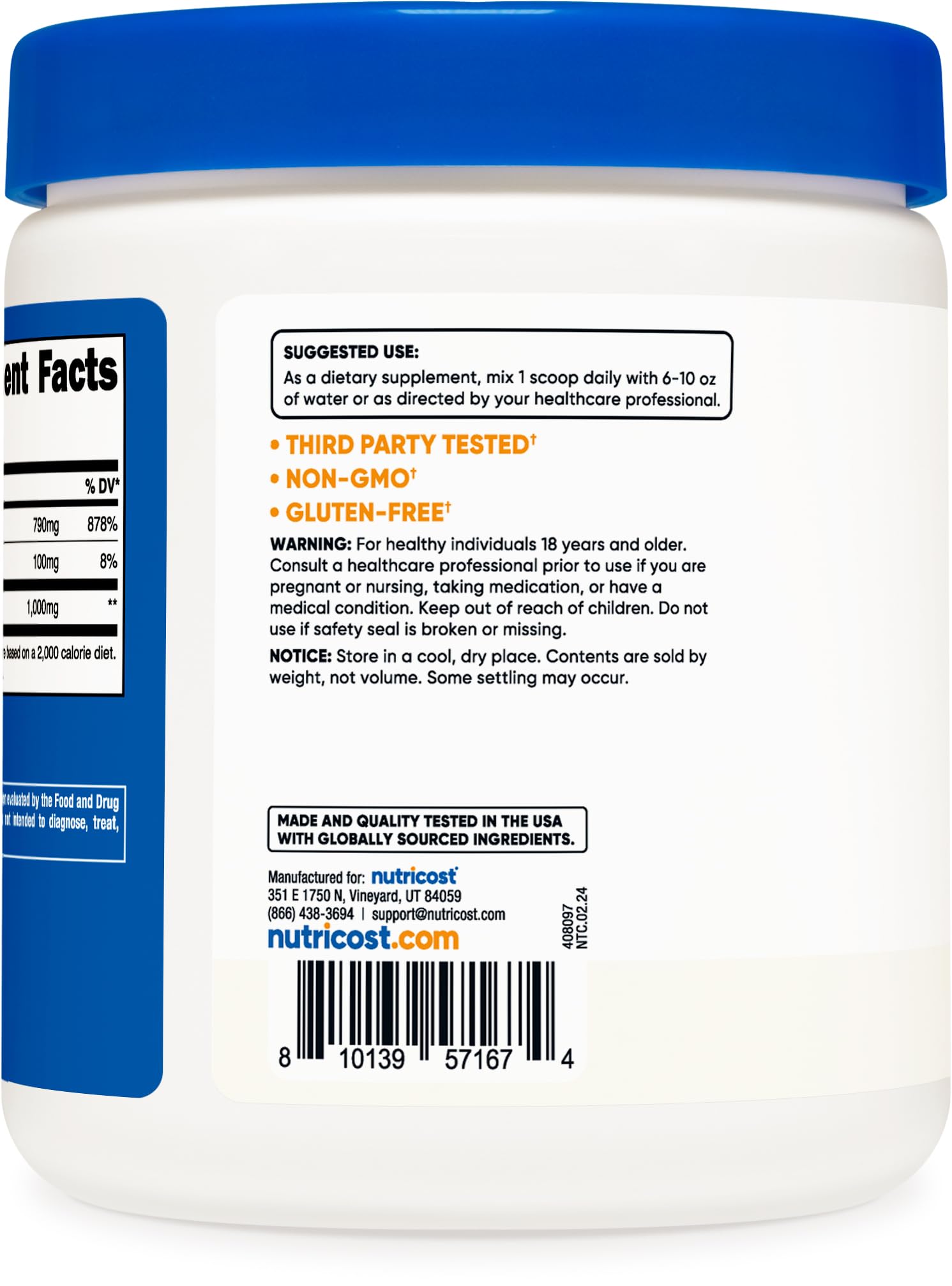 Foto 4 | Suplemento Nutricost De Ascorbato De Calcio En Polvo 250 G - Venta Internacional.