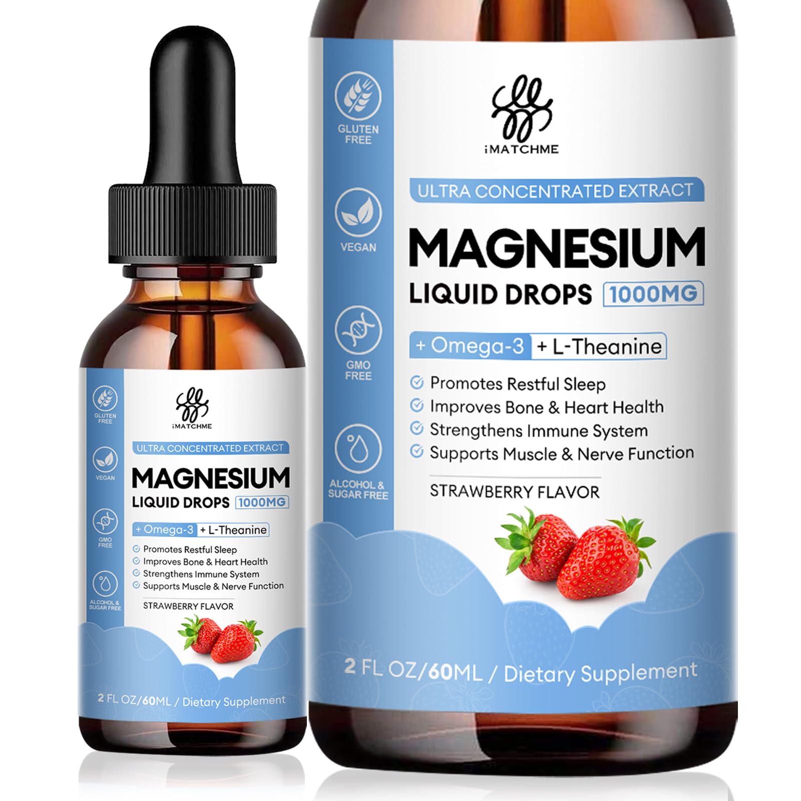 Suplemento Líquido De Glicinato De Magnesio Imatchme, 60 Ml Con D3 - Venta Internacional.