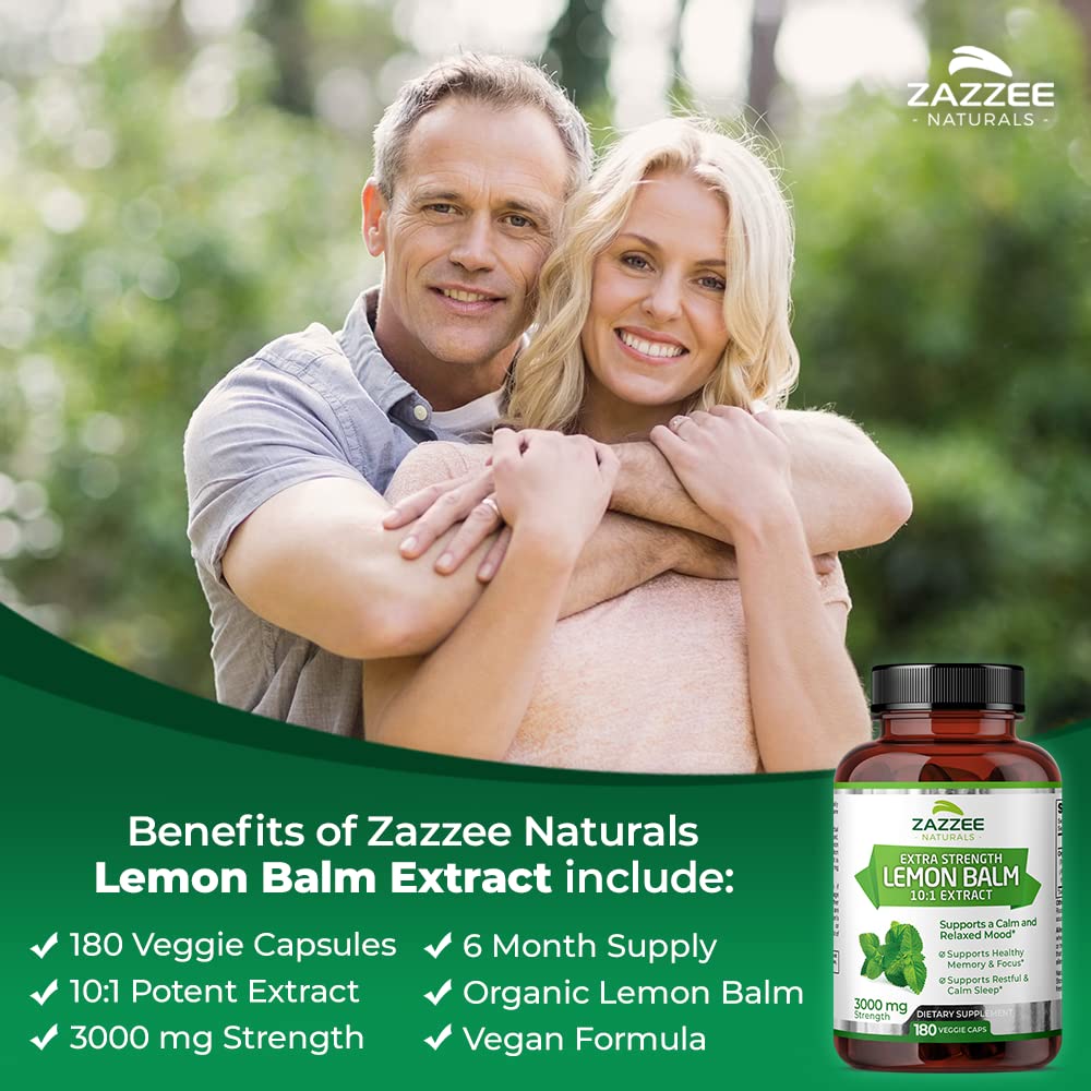 Foto 2 | Suplemento De Extracto De Bálsamo De Limón Orgánico De Zazzee, 3000 Mg, 180 Cápsulas - Venta Internacional.