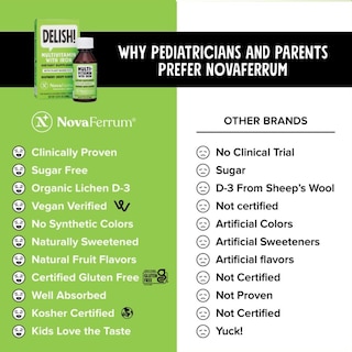 Foto 4 | Multivitamínico Novaferrum Delish Vegan Con Hierro, 50 Ml, Para Bebés Y Niños - Venta Internacional.