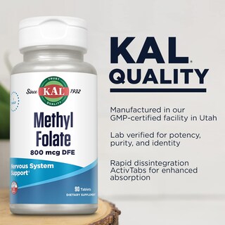 Foto 4 | Suplemento de Folato de Metilo Kal 800 Mcg de Vitamina B9 Dfe 90 Tabletas - Venta Internacional