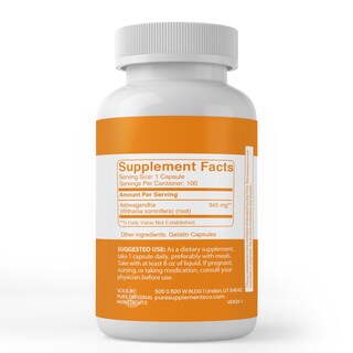 Foto 2 | Suplemento Herbario Con Ingredientes Puros Y Originales De Ashwagandha, 100 Cápsulas - Venta Internacional.