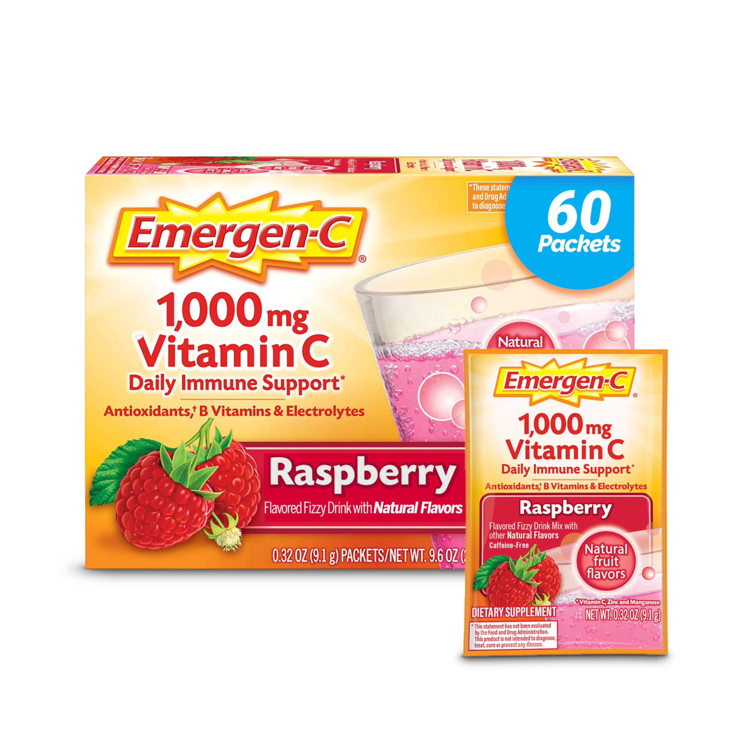 Foto 2 pulgar | Suplemento Vitamina C Raspberry Emergen-C 60 Paquetes-Venta Internacional