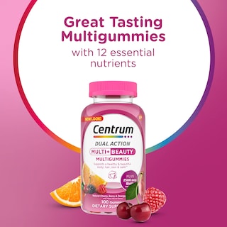 Foto 2 | Suplemento Centrum Multigummies Multi+ Beauty 100 Comprimidos - Venta Internacional.