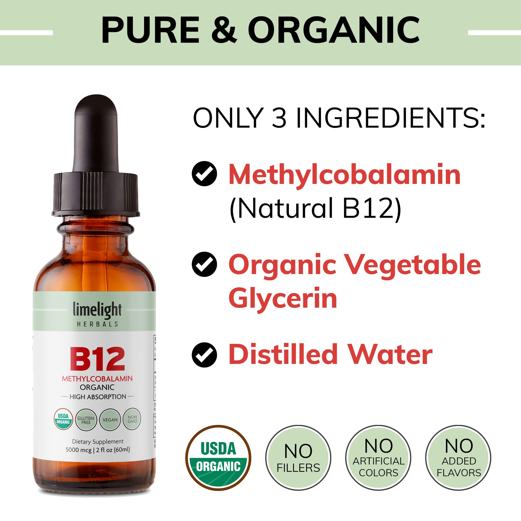 Foto 5 pulgar | Gotas De Vitamina B12 Limelight Herbals 5000 Mcg De Metilcobalamina - Venta Internacional.