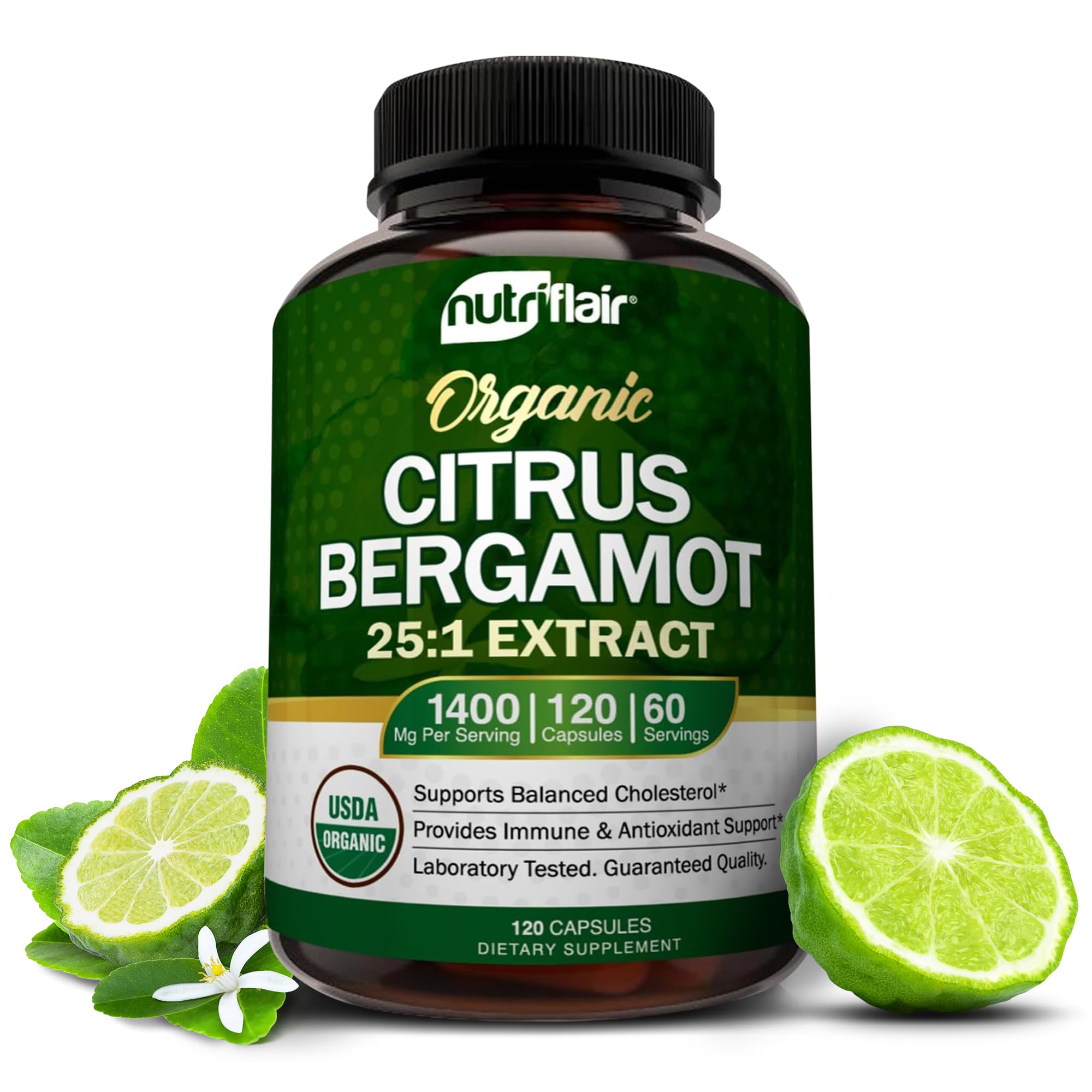 Foto 2 pulgar | Suplementos Nutriflair, Cítricos, Bergamota Orgánica, 1400 Mg, 120 Cápsulas - Venta Internacional.