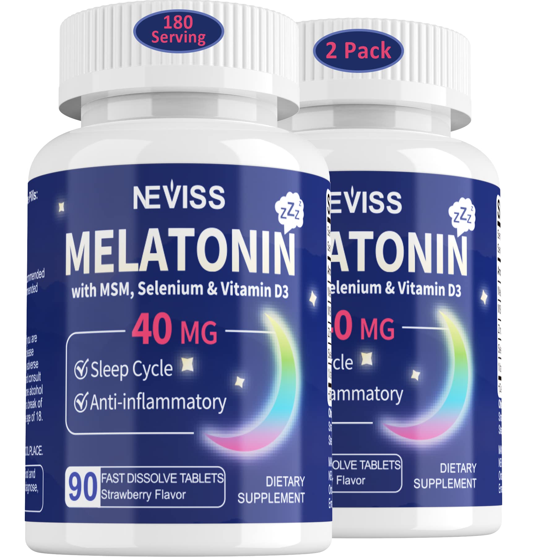 Foto 2 pulgar | Suplemento De Melatonina Neviss 40 Mg Con Vitamina D3 Y Msm 180 Serv - Venta Internacional.