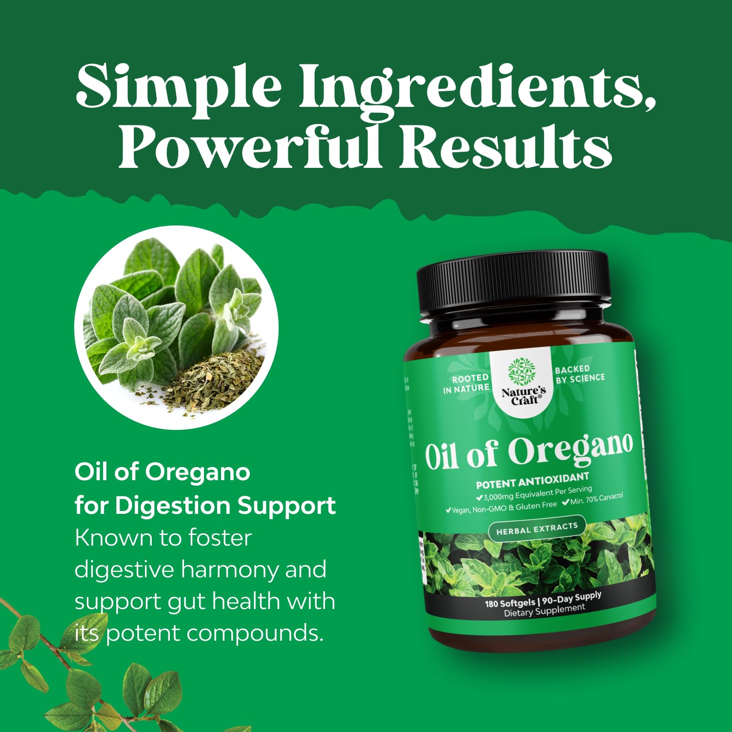 Foto 5 pulgar | Aceite De Orégano Silvestre Vegano Supplement Natures Craft 180 Cápsulas Blandas - Venta Internacional.