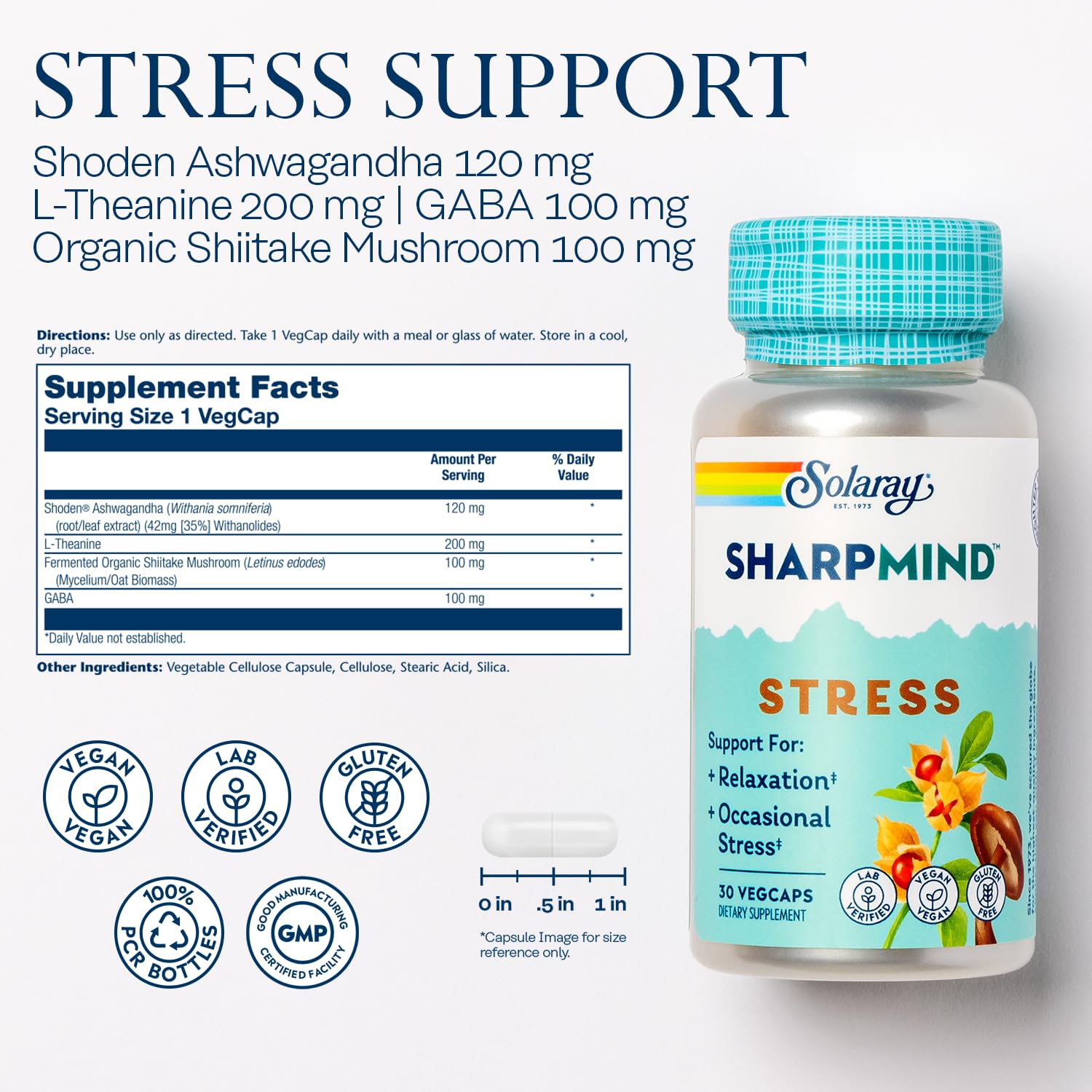 Foto 2 | Suplemento Solaray Sharpmind Stress Nootrópico 30 Cápsulas - Venta Internacional