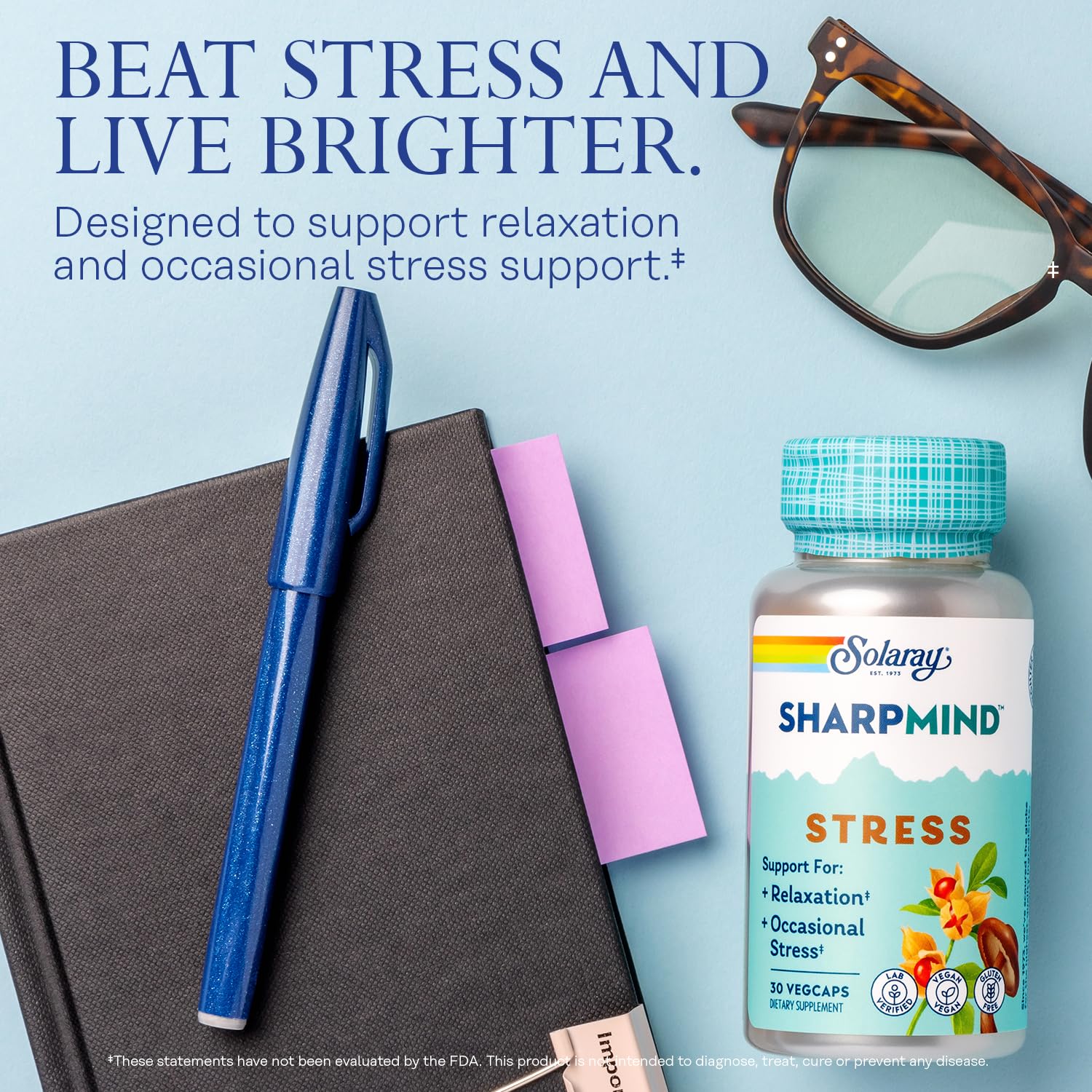 Foto 4 pulgar | Suplemento Solaray Sharpmind Stress Nootrópico 30 Cápsulas - Venta Internacional