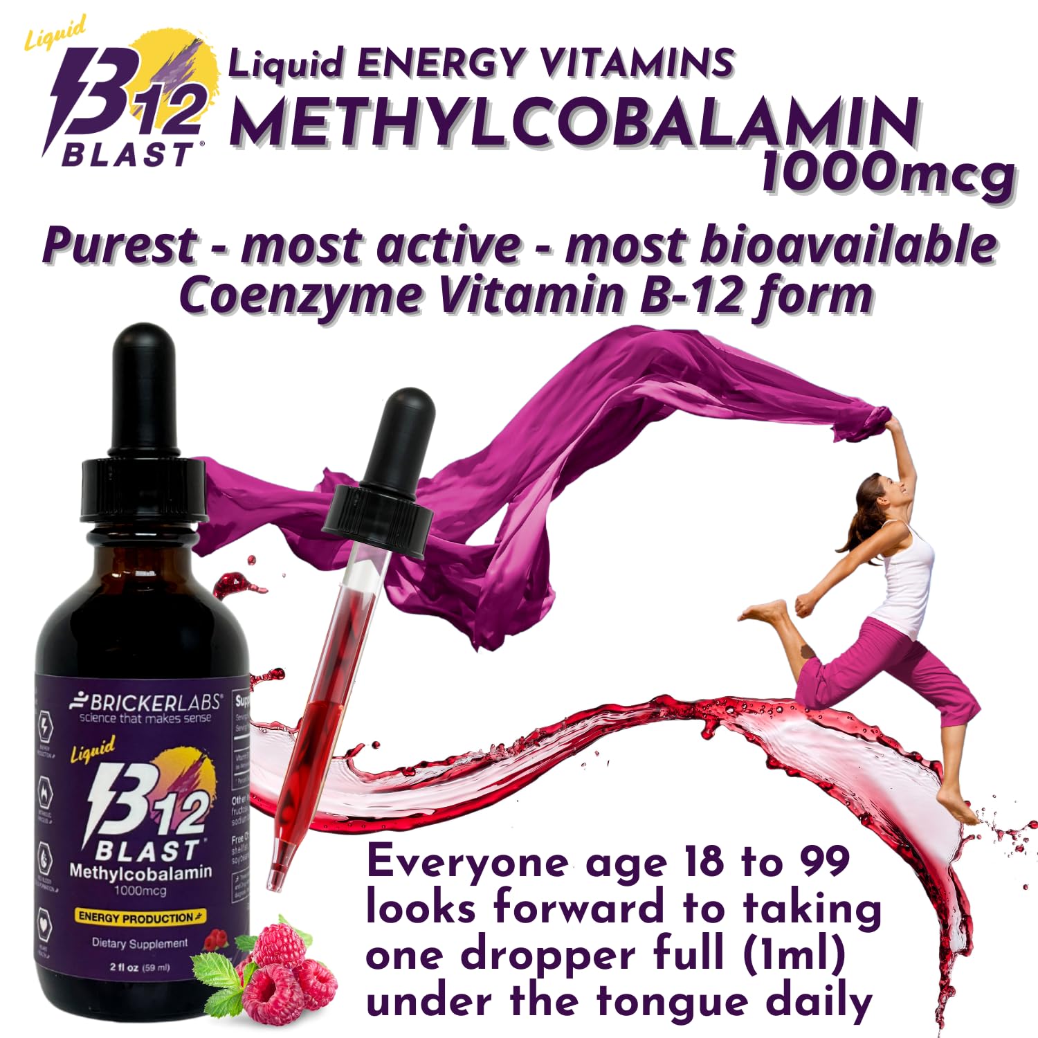 Foto 2 | Suplemento De Metilcobalamina B12 Blast De Bricker Labs 1000 Mcg - Venta Internacional.