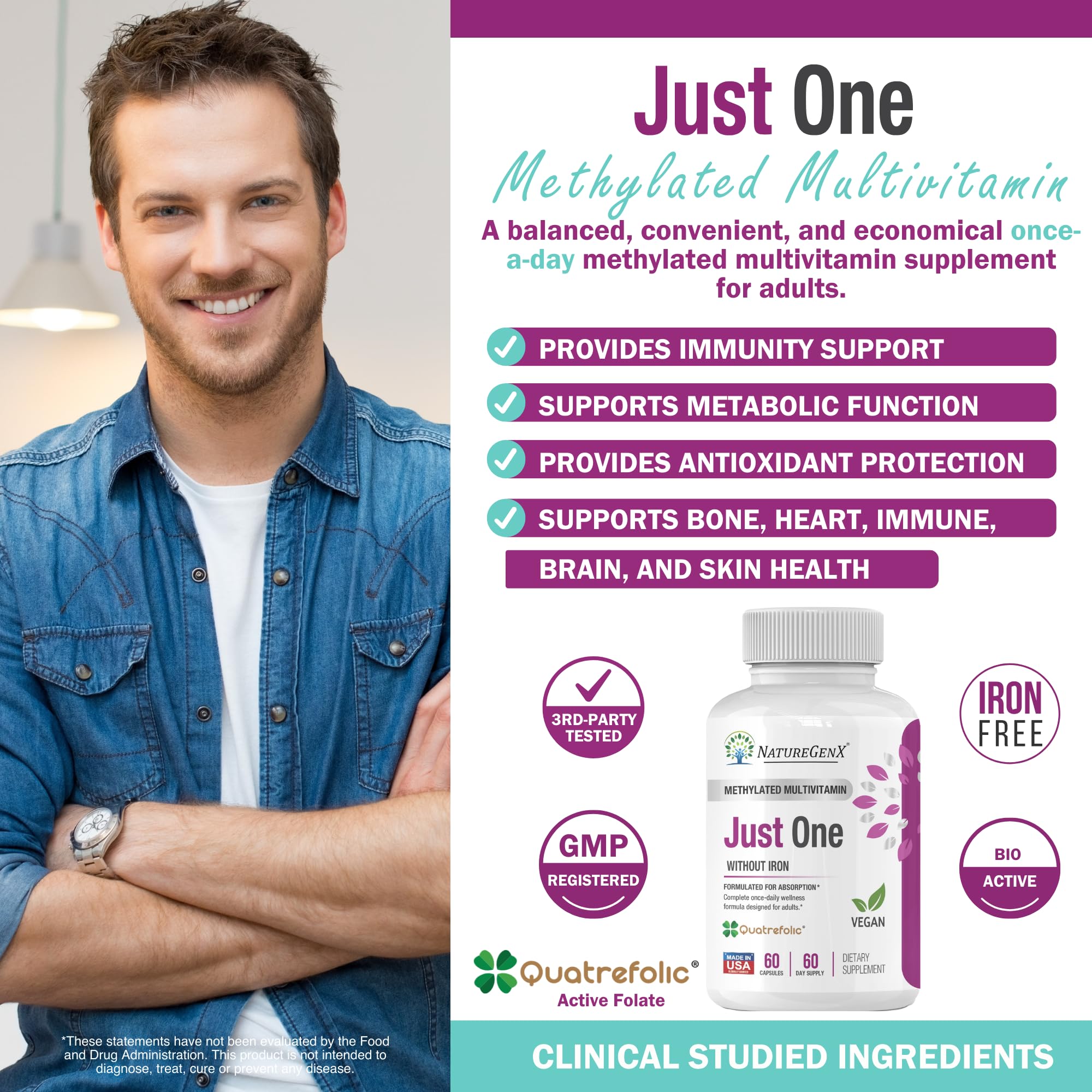 Foto 2 | Complemente Naturegenx Con Solo Un Multivitamínico Metilado Al Día - Venta Internacional.