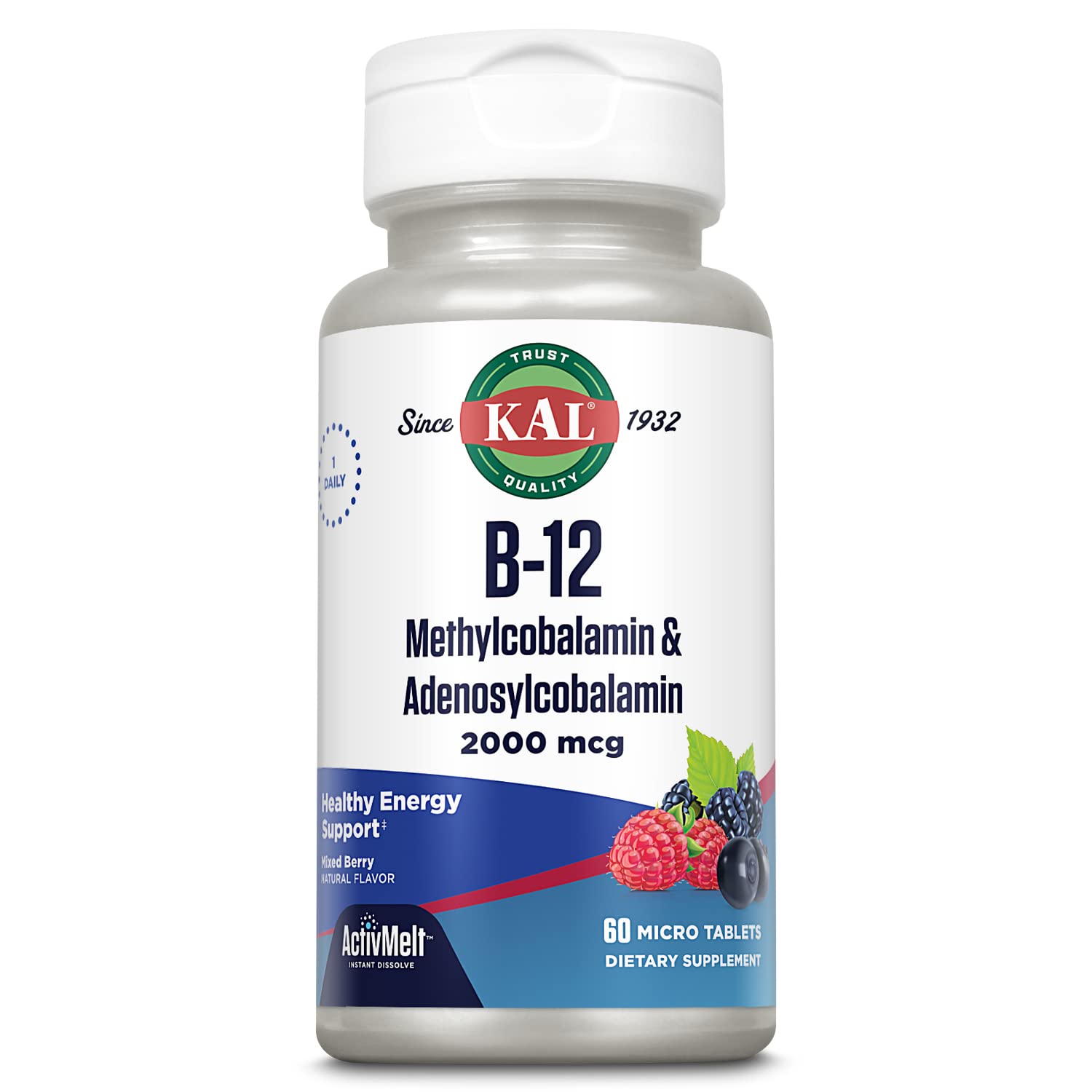 Foto 2 pulgar | Suplementos Kal Vitamina B12 Metilcobalamina 2000 Mcg 60 Tabletas - Venta Internacional