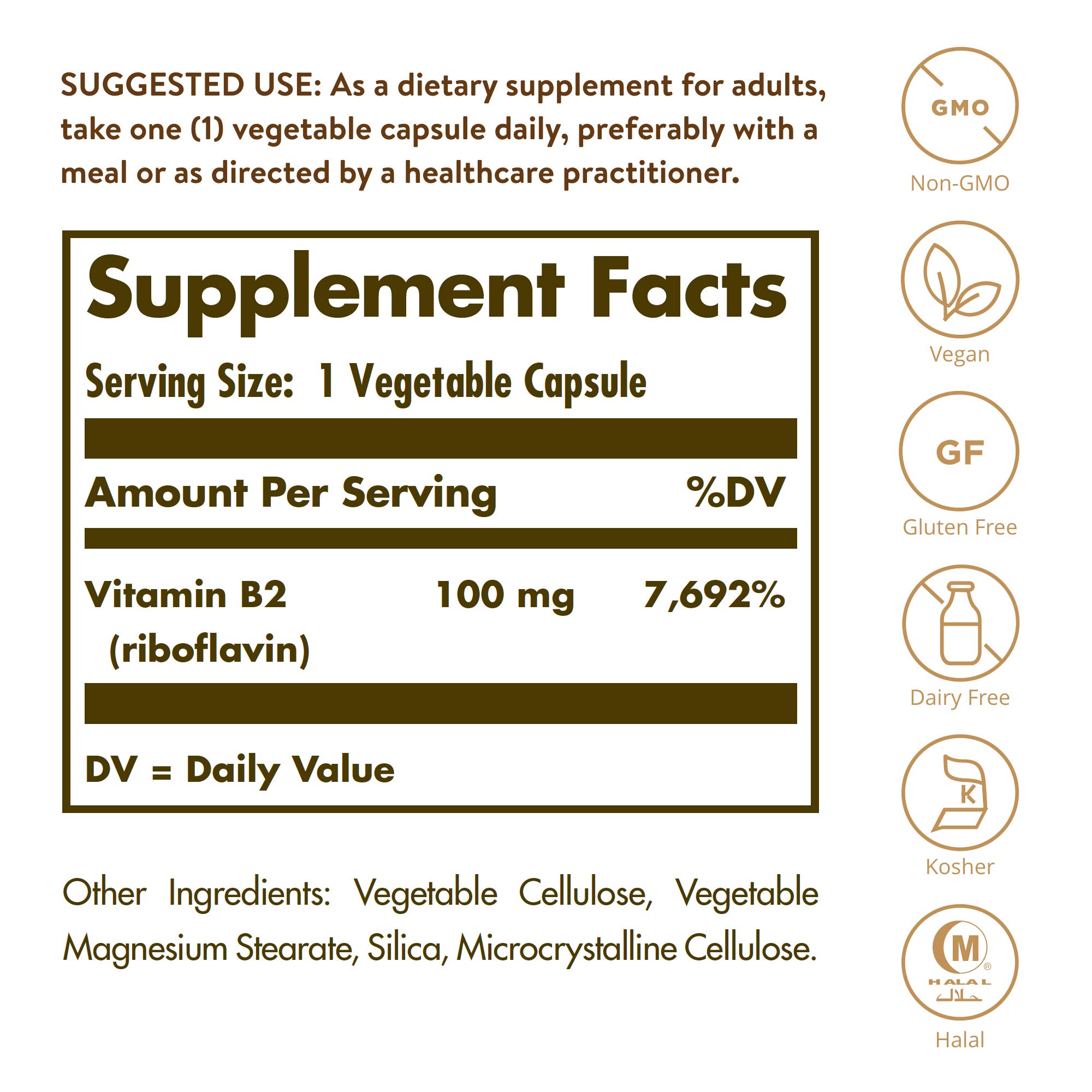 Foto 3 pulgar | Suplemento Solgar De Vitamina B2 (riboflavina) 100 Mg 100 Cápsulas - Venta Internacional.