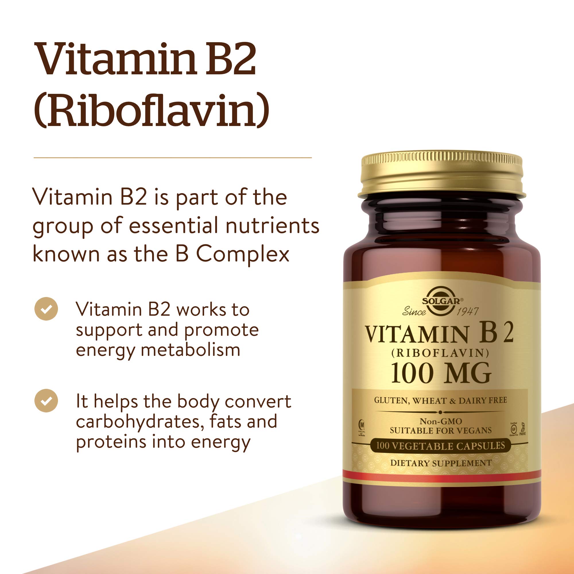 Foto 4 pulgar | Suplemento Solgar De Vitamina B2 (riboflavina) 100 Mg 100 Cápsulas - Venta Internacional.