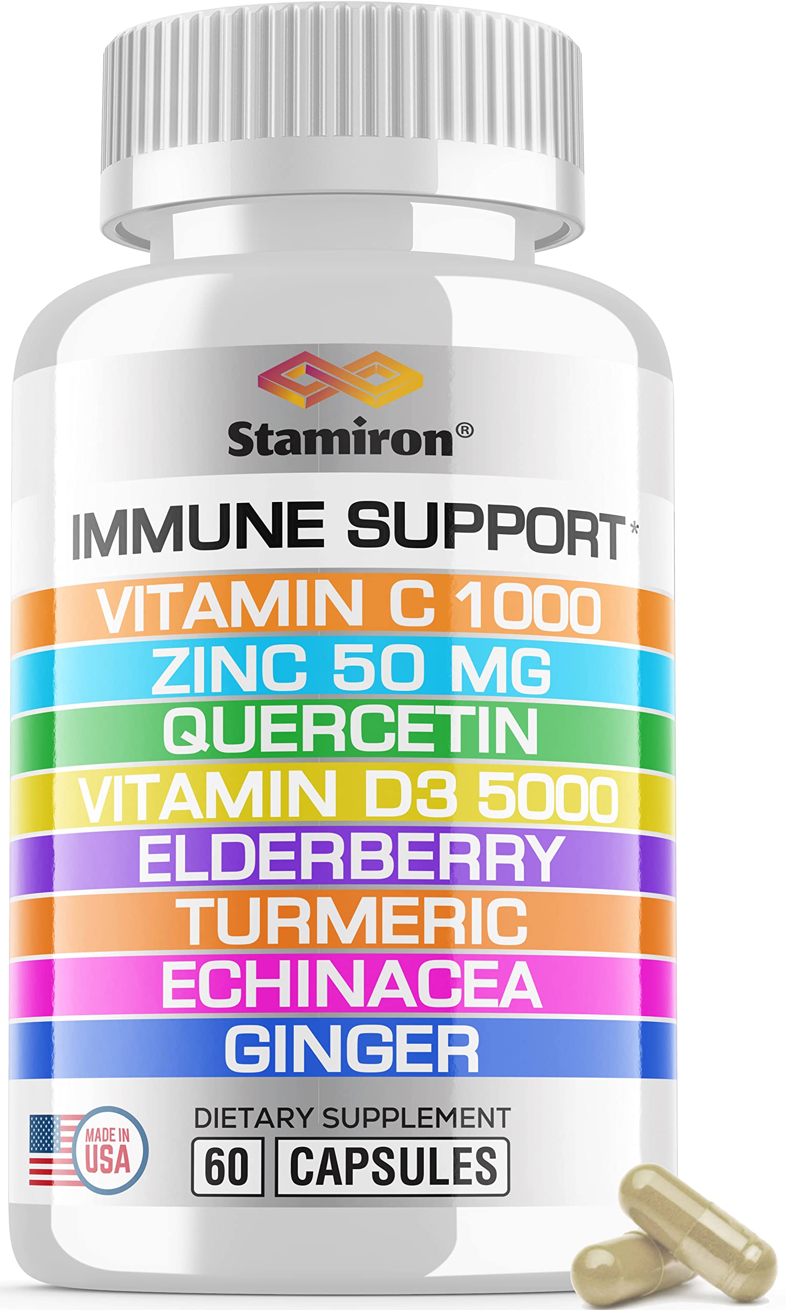 Foto 2 pulgar | Suplemento Stamiron Immune Support Con Quercetina Y Zinc Vit C D - Venta Internacional.