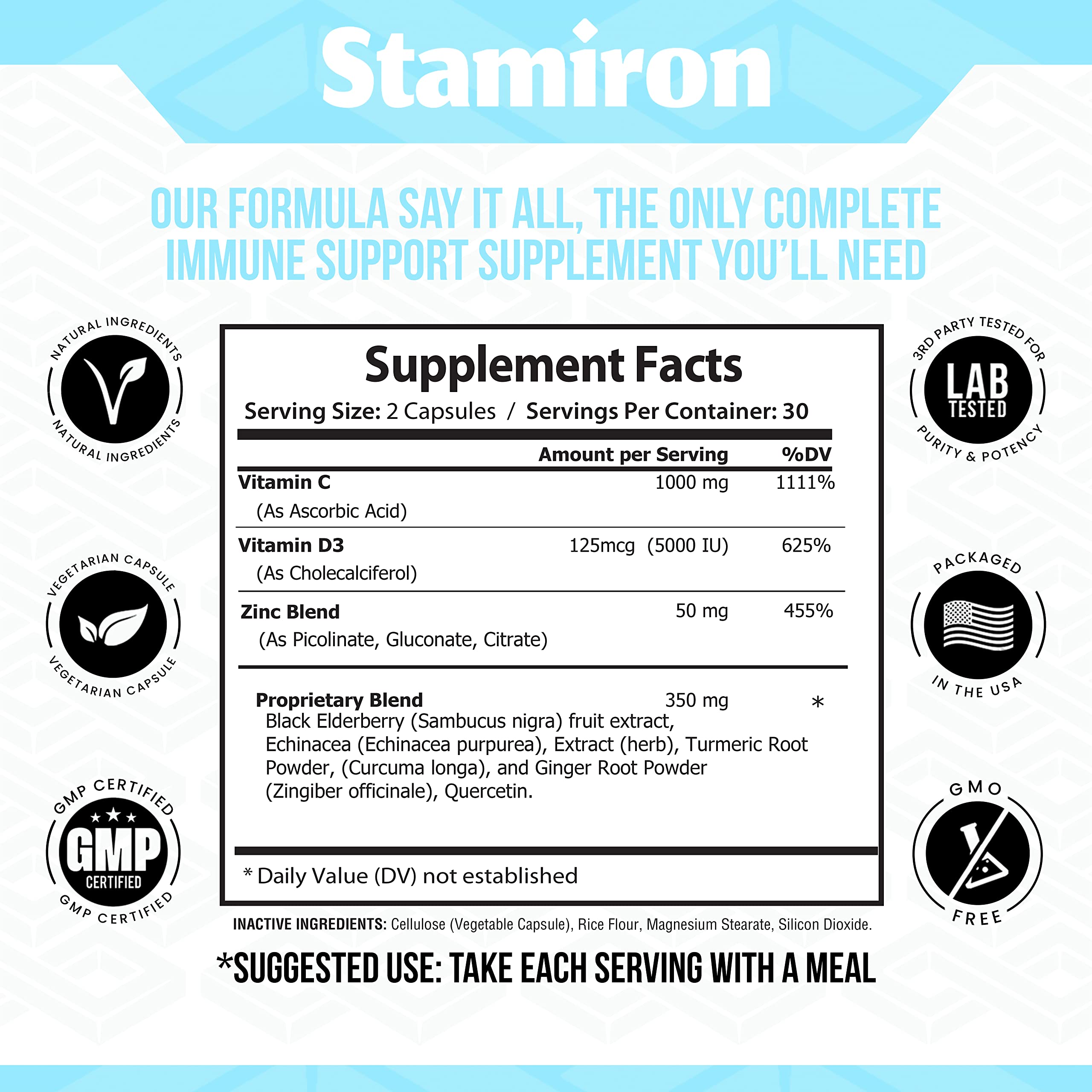 Foto 4 pulgar | Suplemento Stamiron Immune Support Con Quercetina Y Zinc Vit C D - Venta Internacional.