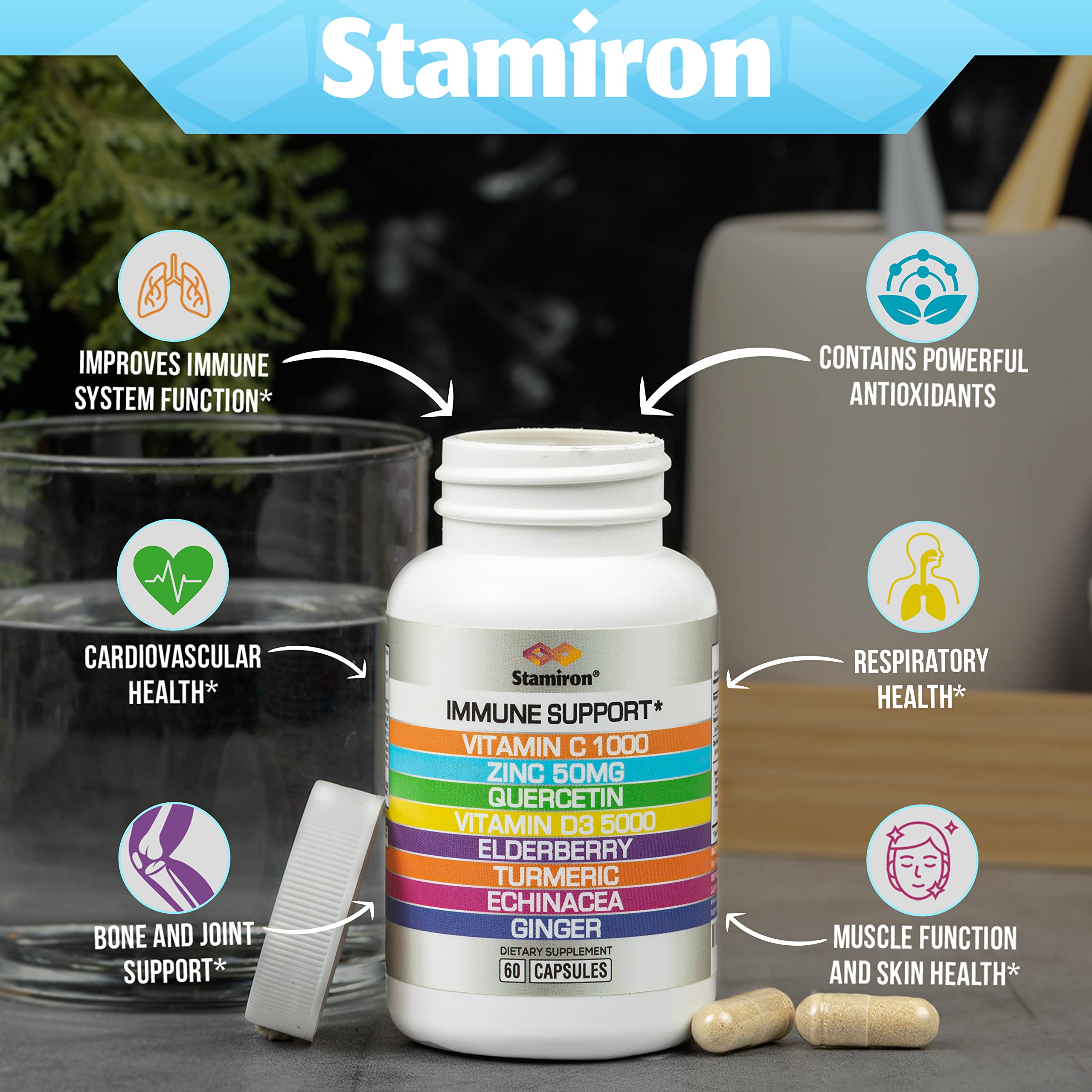 Foto 5 pulgar | Suplemento Stamiron Immune Support Con Quercetina Y Zinc Vit C D - Venta Internacional.
