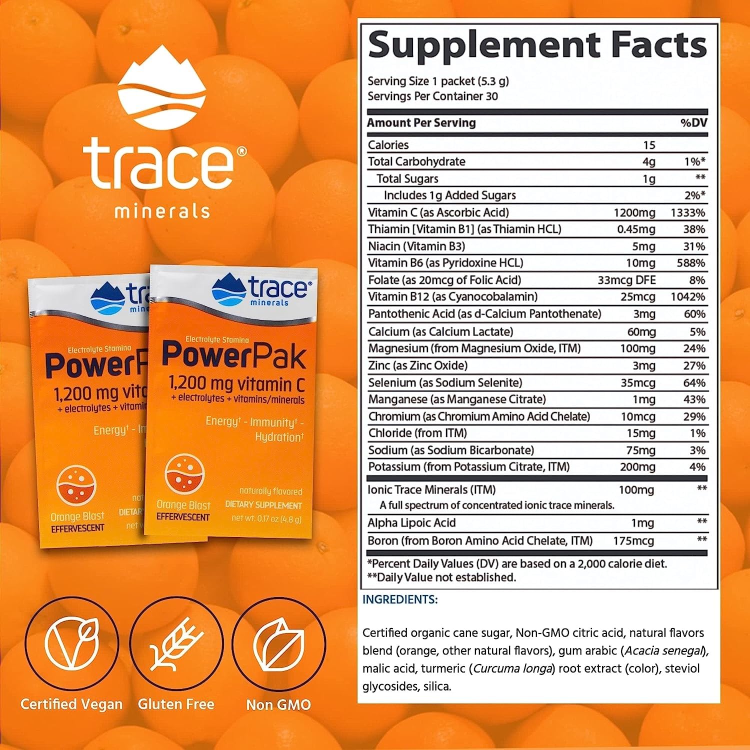 Foto 3 pulgar | Electrolito Stamina Power Pak Trace Minerals Naranja 4,8 G - Venta Internacional.