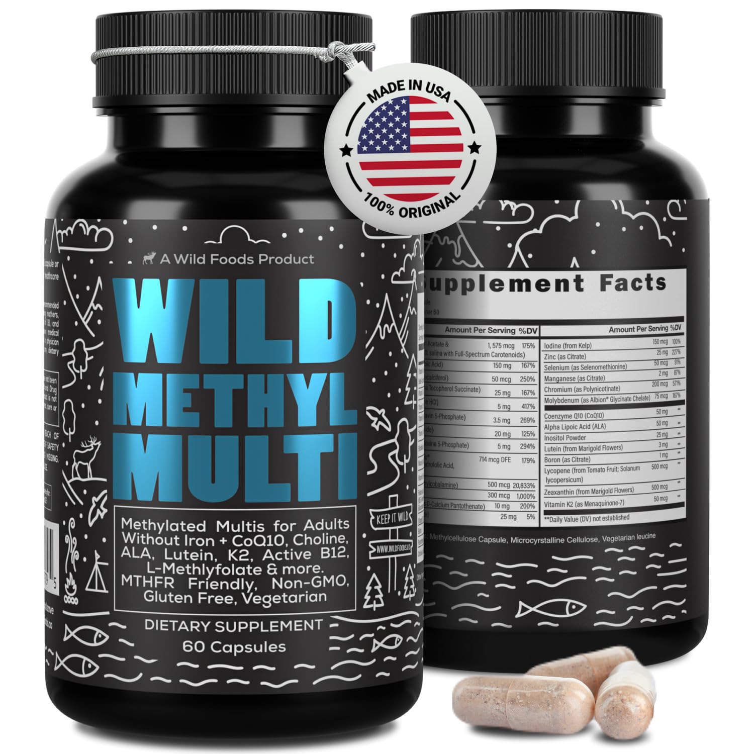 Foto 2 pulgar | Multivitamínico Metilado Supplement Wild 60 Cápsulas - Venta Internacional.