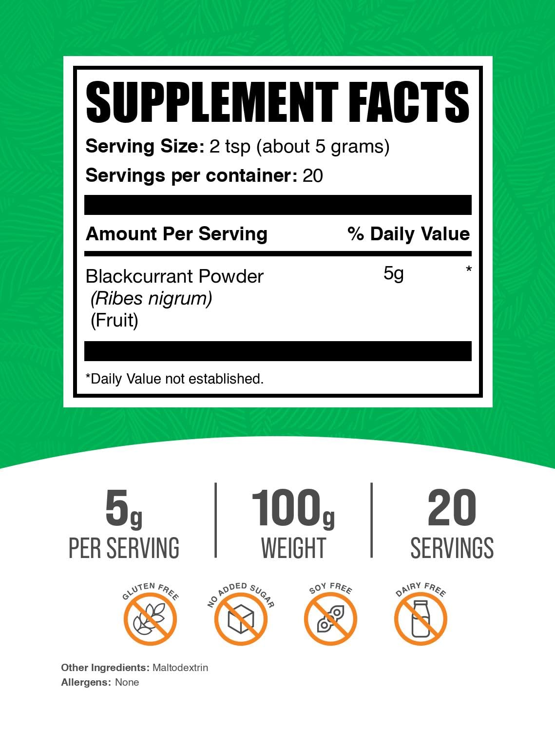 Foto 3 pulgar | Suplemento Bulksupplements.com Grosella Negra En Polvo 100 G - Venta Internacional.