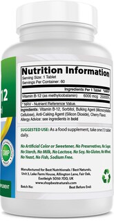 Foto 2 | Suplemento Best Naturals Con Vitamina B-12, Metilcobalamina, 6000 Mcg - Venta Internacional.