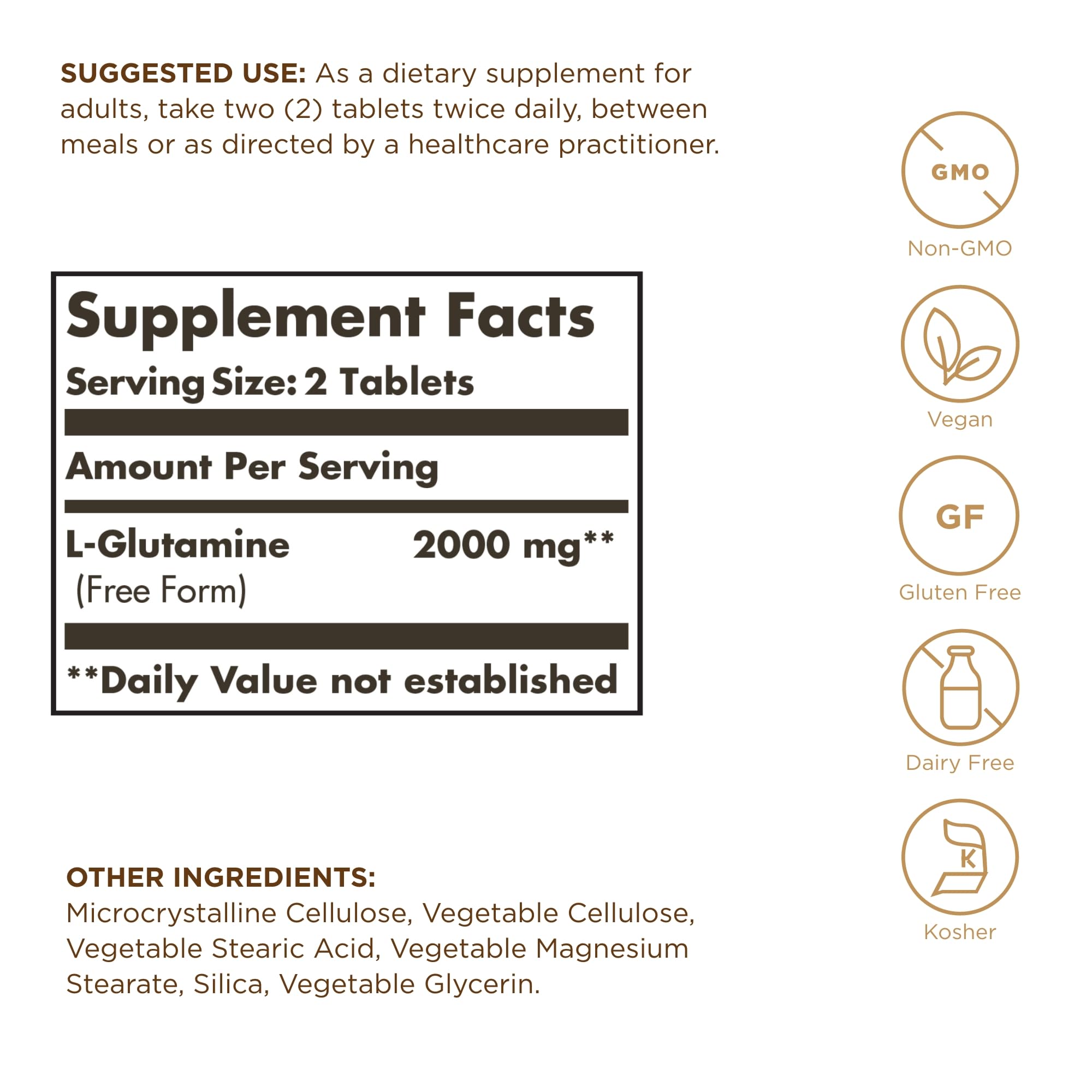 Foto 3 pulgar | Suplemento Solgar L-glutamina 1000 Mg 60 Comprimidos X3 - 90 Porciones - Venta Internacional.