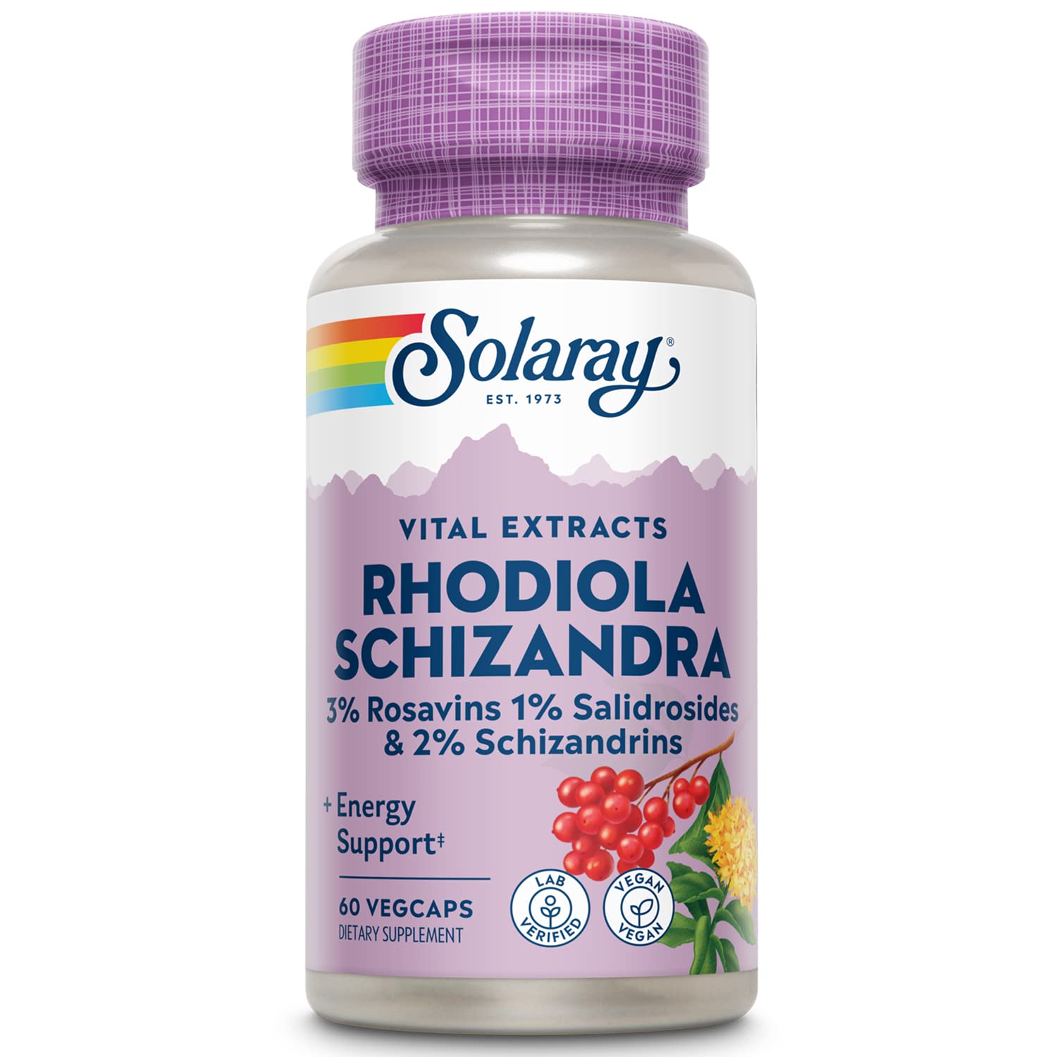 Suplemento Solaray De Rhodiola Y Schizandra, 500 Mg, 60 Unidades - Venta Internacional.