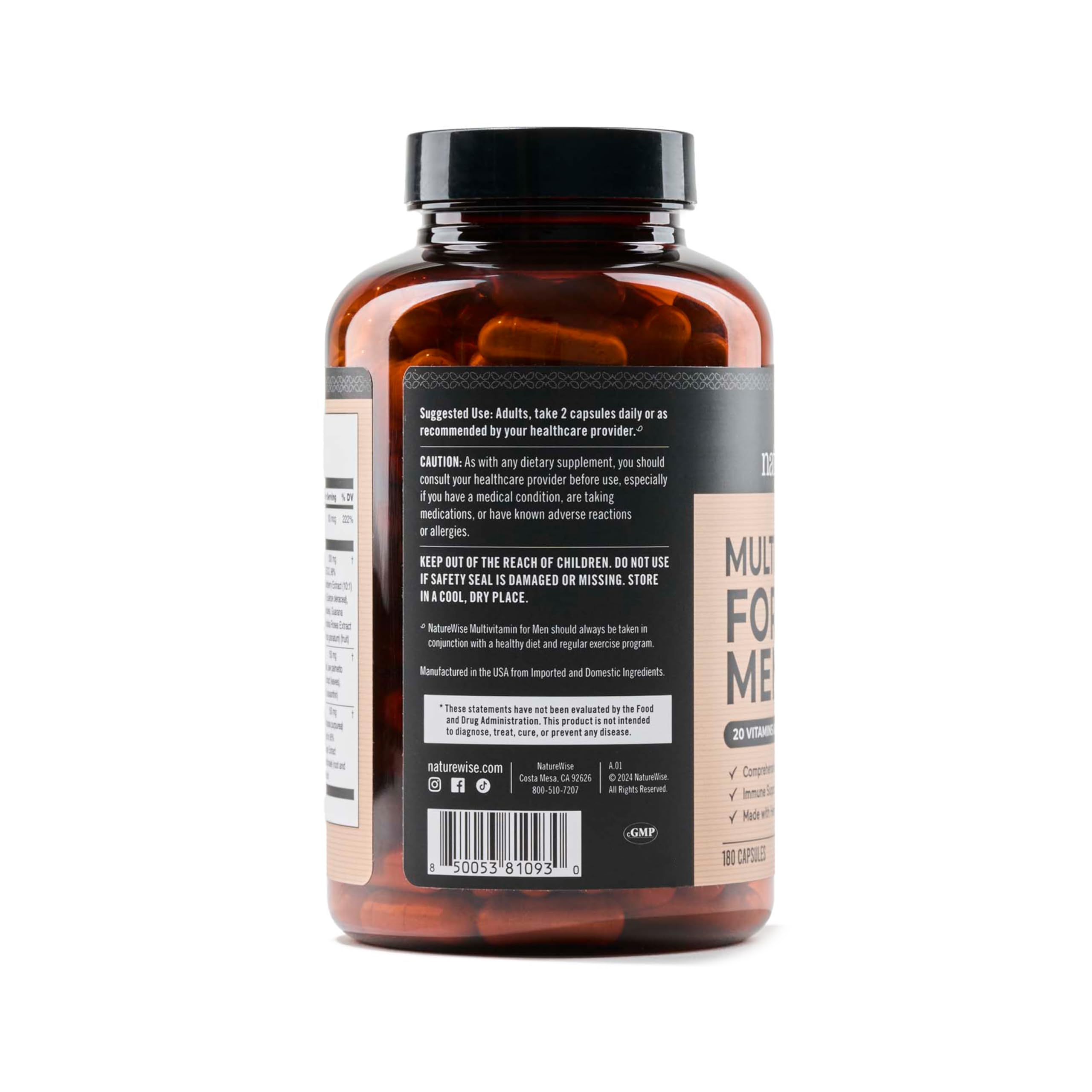 Foto 5 pulgar | Multivitamínico Naturewise Para Hombres De Apoyo Diario, 180 Cápsulas - Venta Internacional.