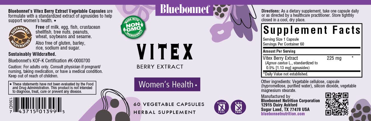 Foto 4 pulgar | Suplemento De Extracto De Bayas Vitex De Bluebonnet Nutrition 60 Cápsulas - Venta Internacional.