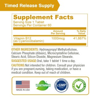 Foto 4 | Suplemento Lovita De Vitamina B12, 1000 Mcg, Liberación Prolongada, 60 Tabletas - Venta Internacional.