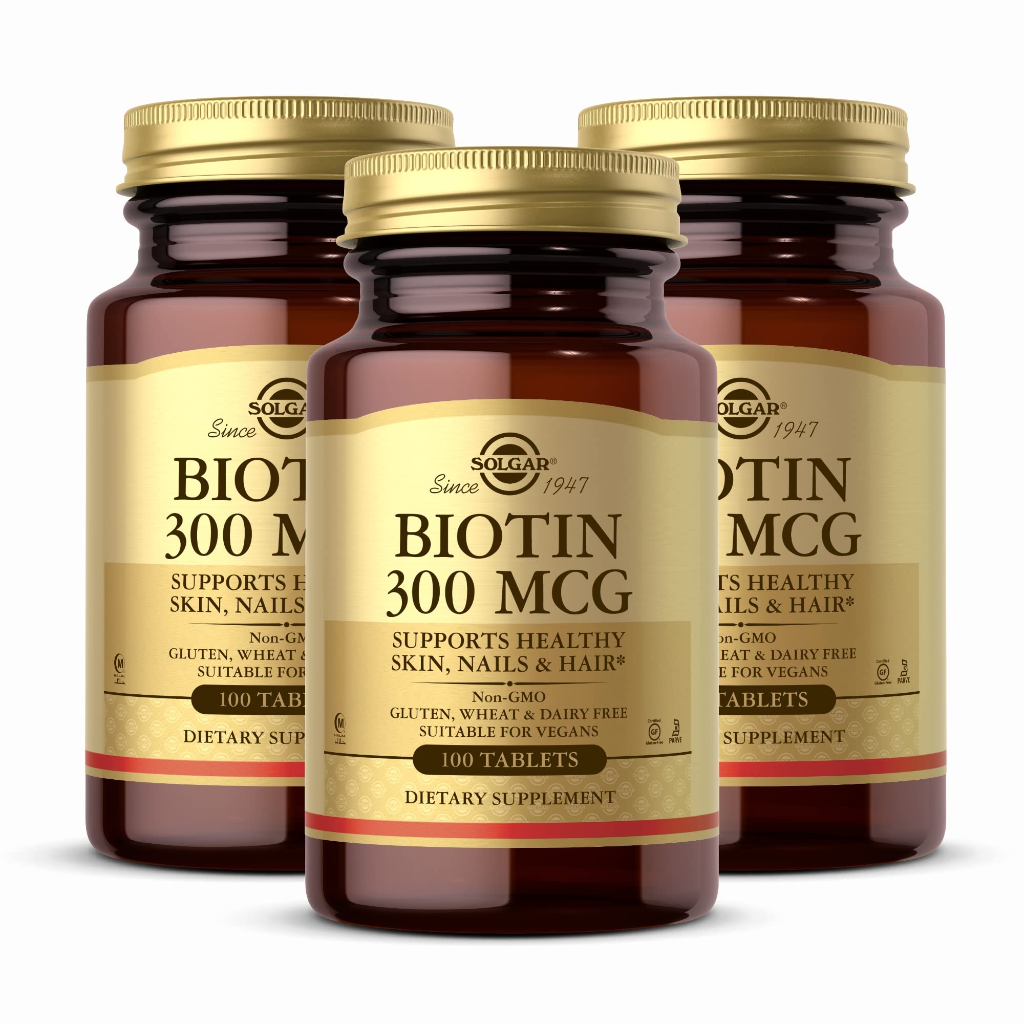 Suplemento Solgar Biotina 300 Mcg 100 Tabletas X3 - 300 Porciones - Venta Internacional.