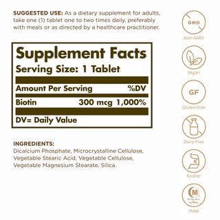 Foto 2 | Suplemento Solgar Biotina 300 Mcg 100 Tabletas X3 - 300 Porciones - Venta Internacional.