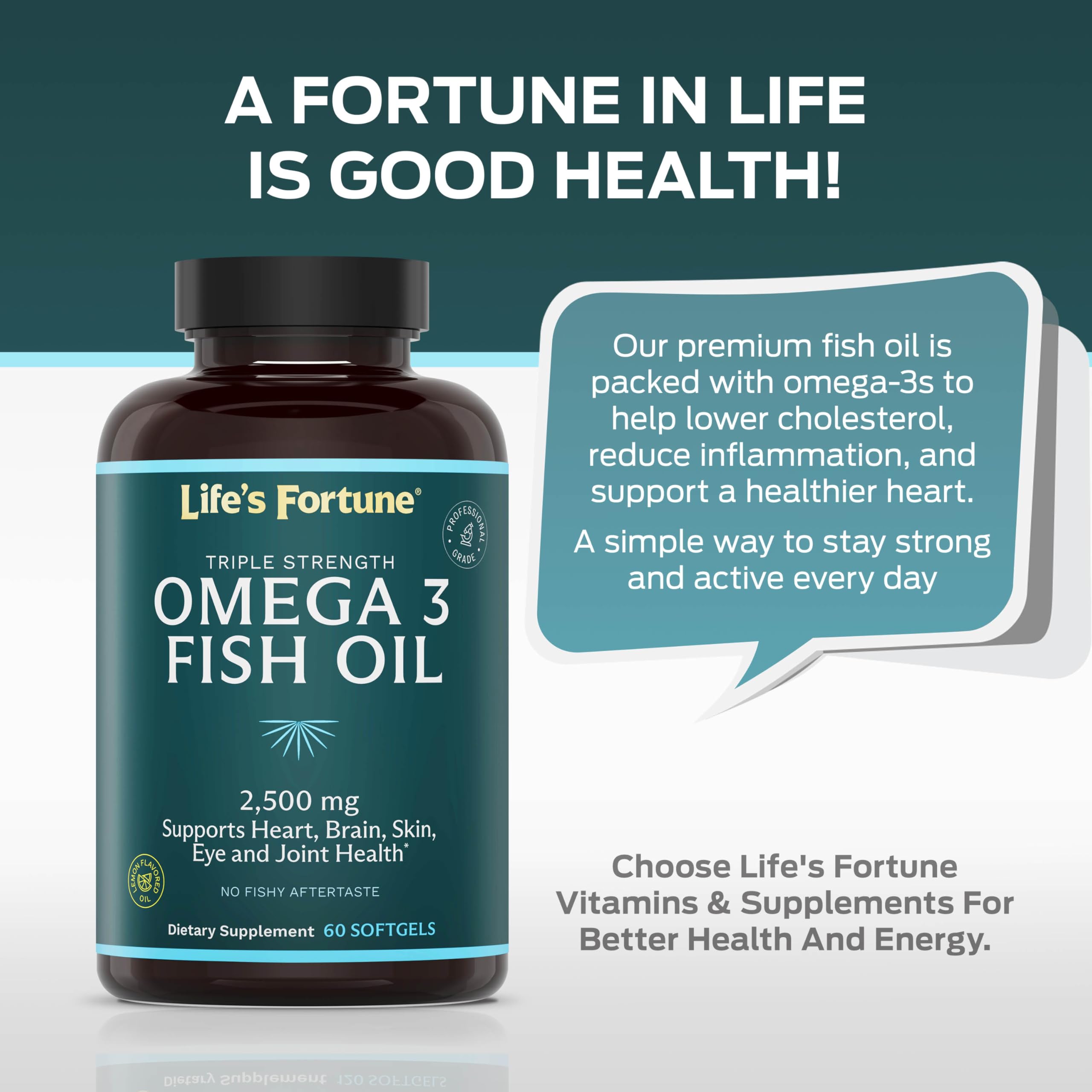 Foto 7 pulgar | Suplemento Life's Fortune Fish Oil Omega 3 2500 Mg 120 Cápsulas Blandas - Venta Internacional.