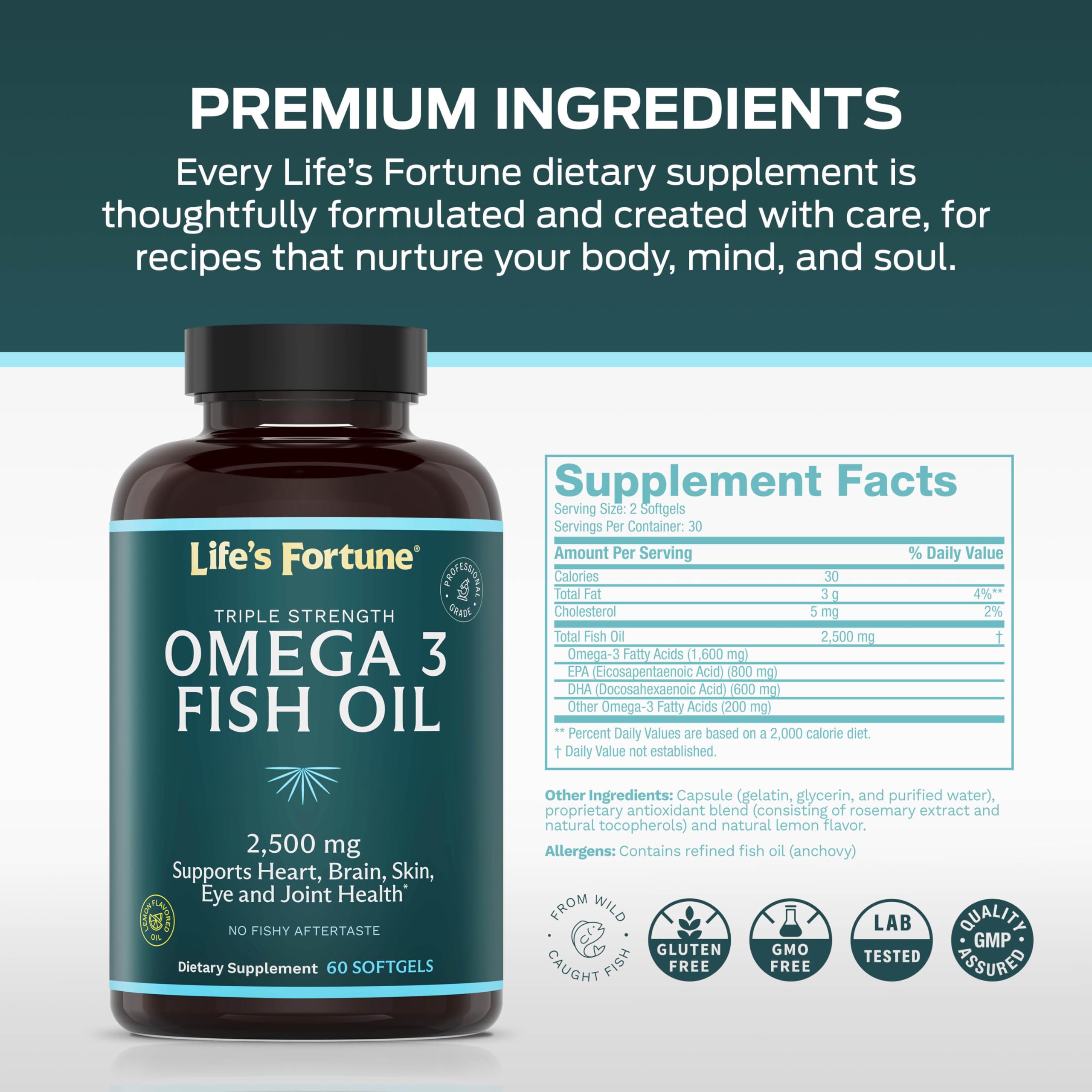 Foto 8 pulgar | Suplemento Life's Fortune Fish Oil Omega 3 2500 Mg 120 Cápsulas Blandas - Venta Internacional.