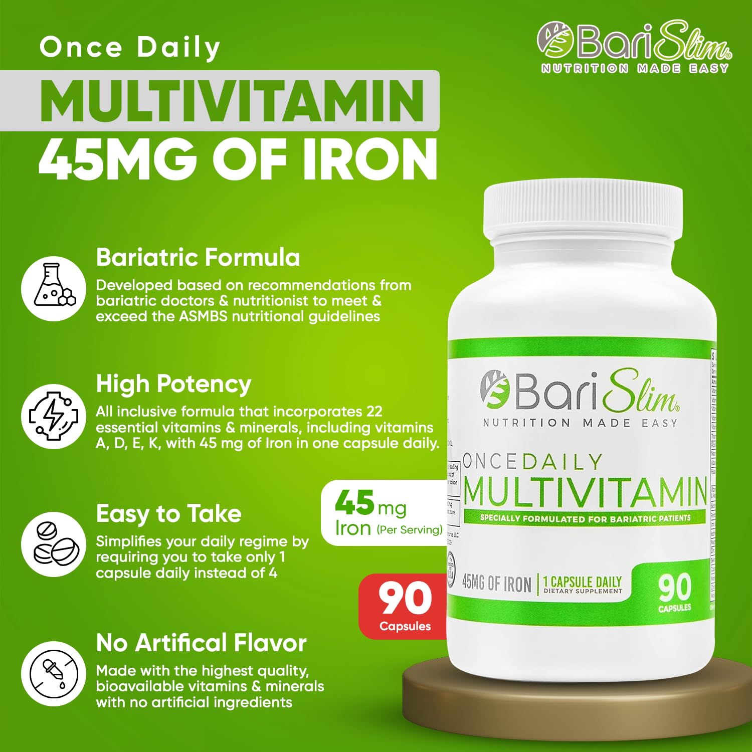 Foto 4 pulgar | Cápsula Multivitamínica Bariátrica Barislim Una Vez Al Día, 45 Mg De Hierro - Venta Internacional.