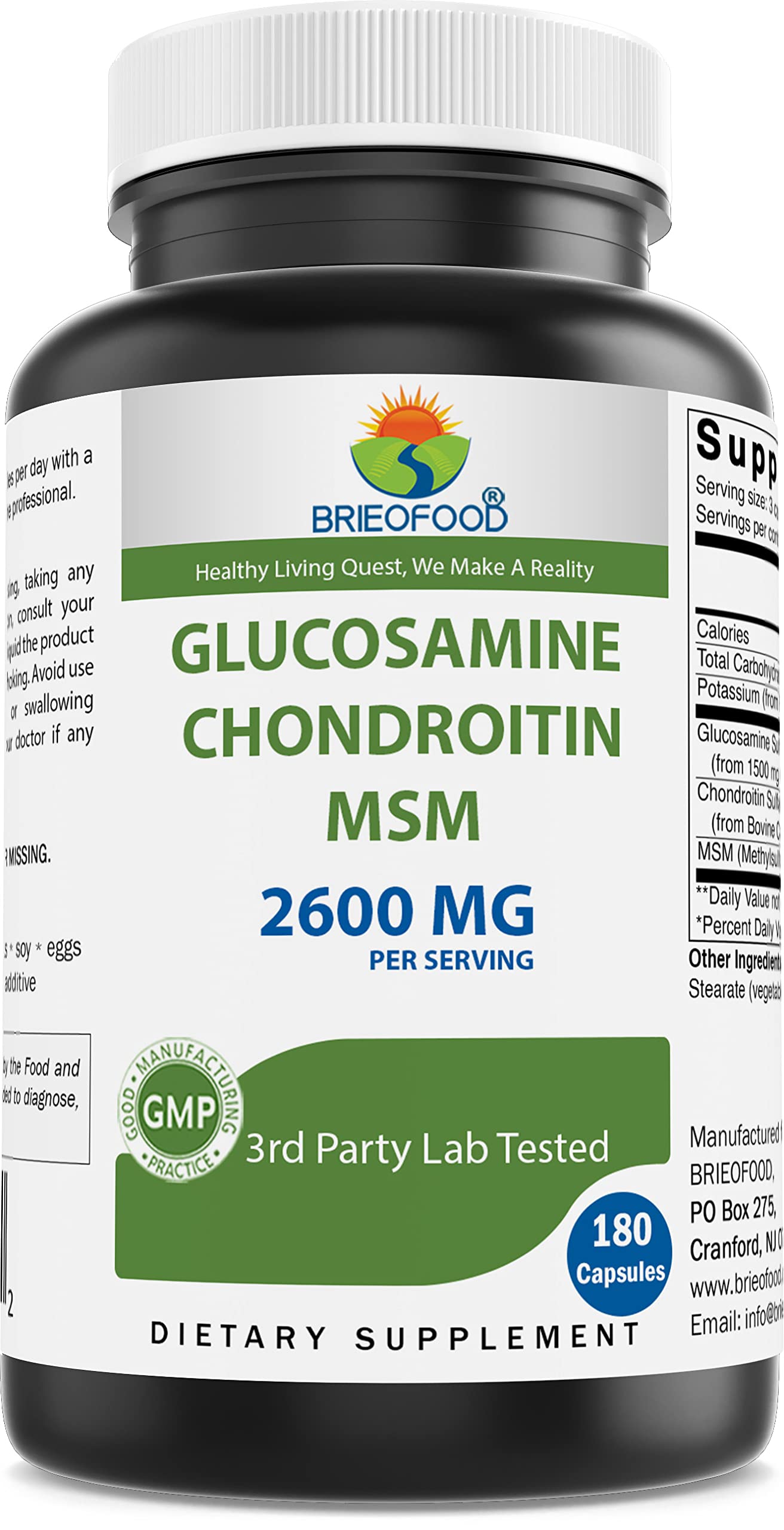 Suplemento Brieofood De Triple Concentración: Glucosamina, Condroitina (msm) - Venta Internacional.