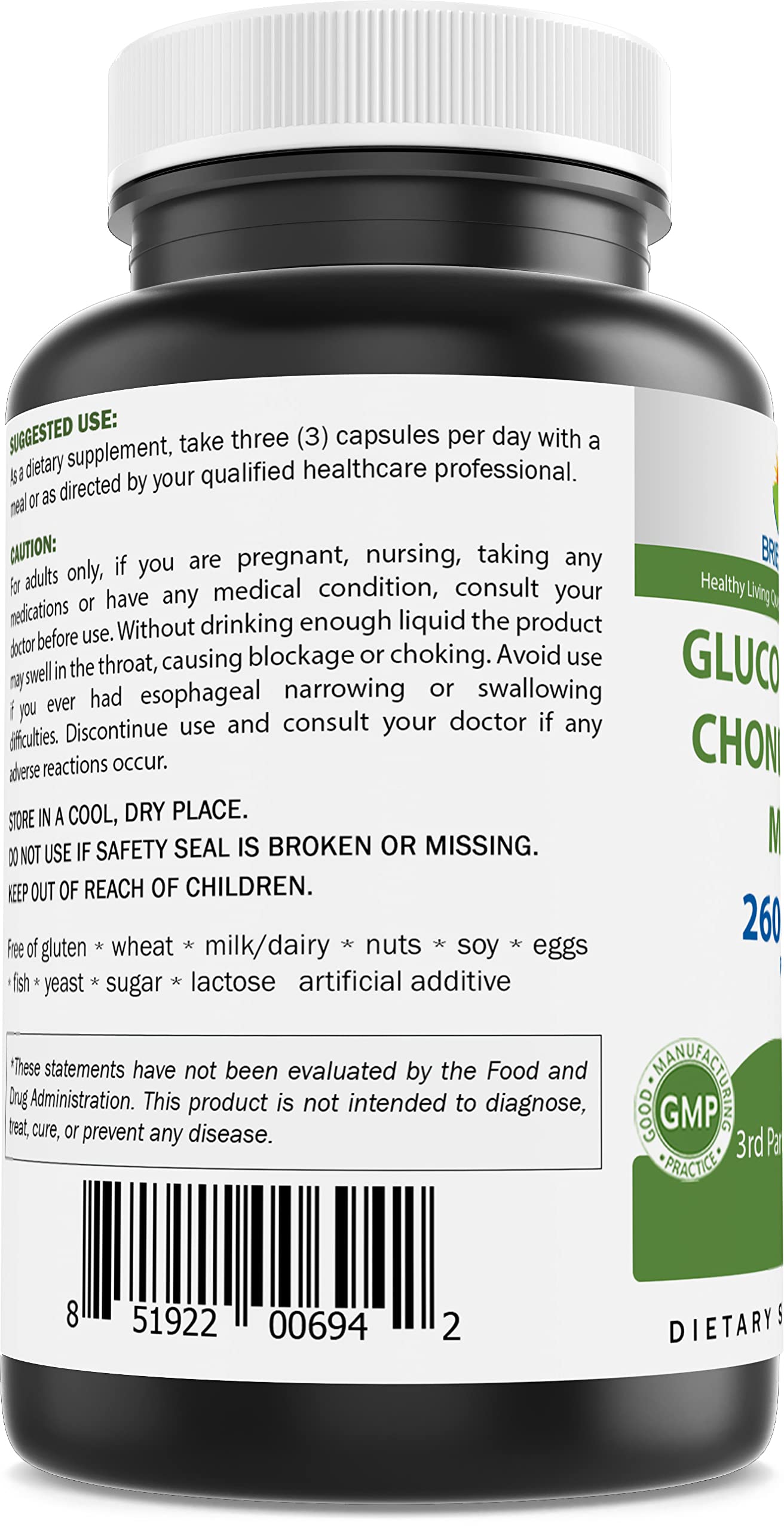 Foto 4 pulgar | Suplemento Brieofood De Triple Concentración: Glucosamina, Condroitina (msm) - Venta Internacional.